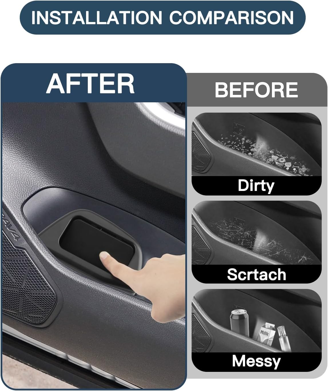 Ruiya 2025 RAV4 Trash Can for 2025 Toyota RAV4 Hybrid Accessories Trash Bin with Lid for Storage Toyota RAV4 Accessories Plastic Garbage Can Compatible with 2019-2023 2024 2025 Toyota RAV4 All Trim