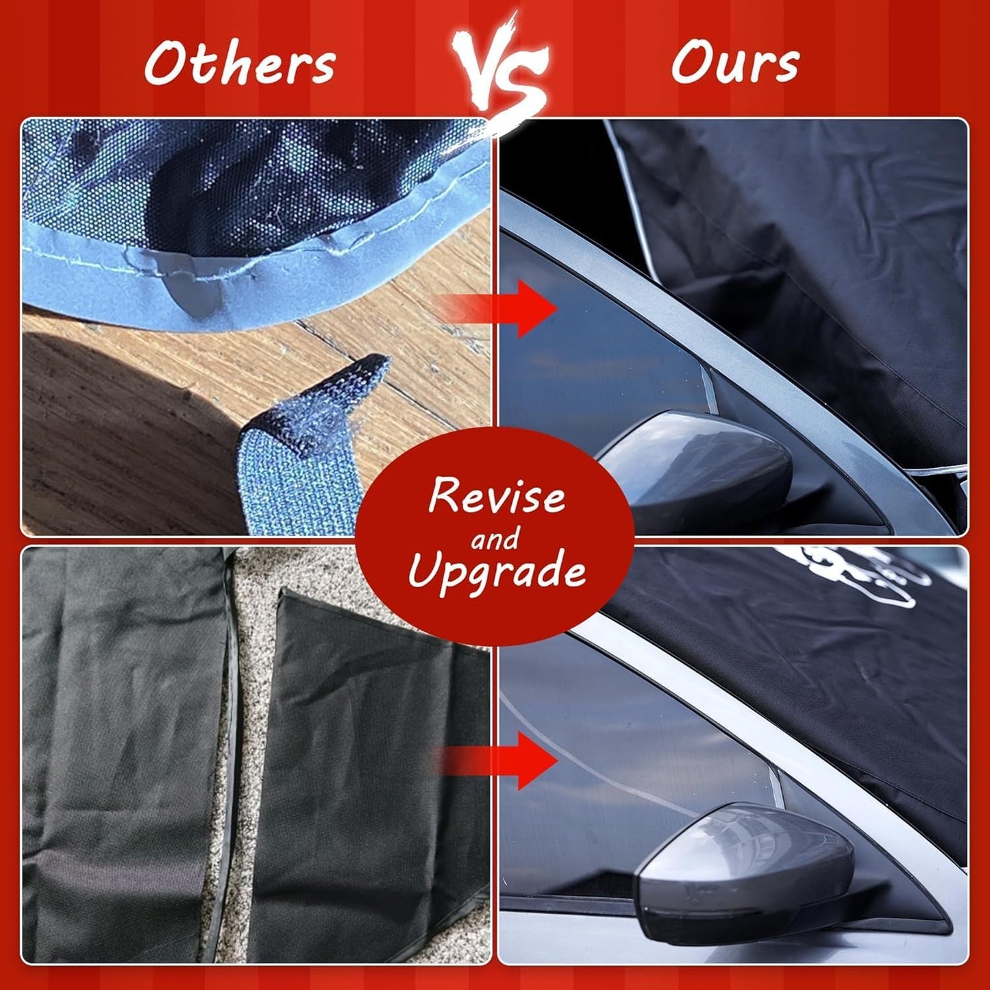 MeetYr Life Windshield Cover for Ice and Snow | Heavy Duty 600D Oxford Fabric | Secure Fit Waterproof Frost Cover | Winter Car Accessories |White Elephant Gifts for Adults for Men(71x50)