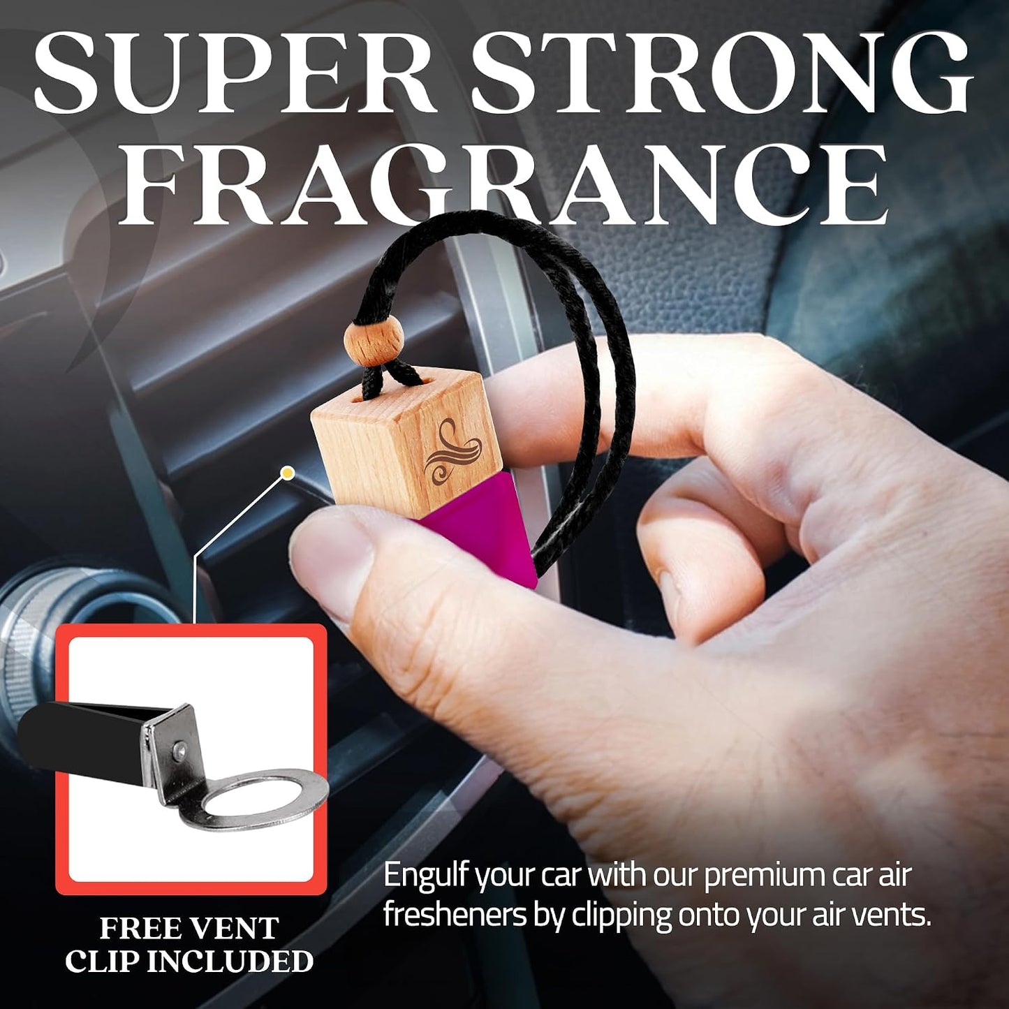 Alien Perfume Car Air Freshener for Women - Over 60 days of Fragrance - Car Fresheners with Vent Clip and Wooden Cap - Long Lasting Hanging Car Scent - Odor Eliminating Technology - Space by Perfa
