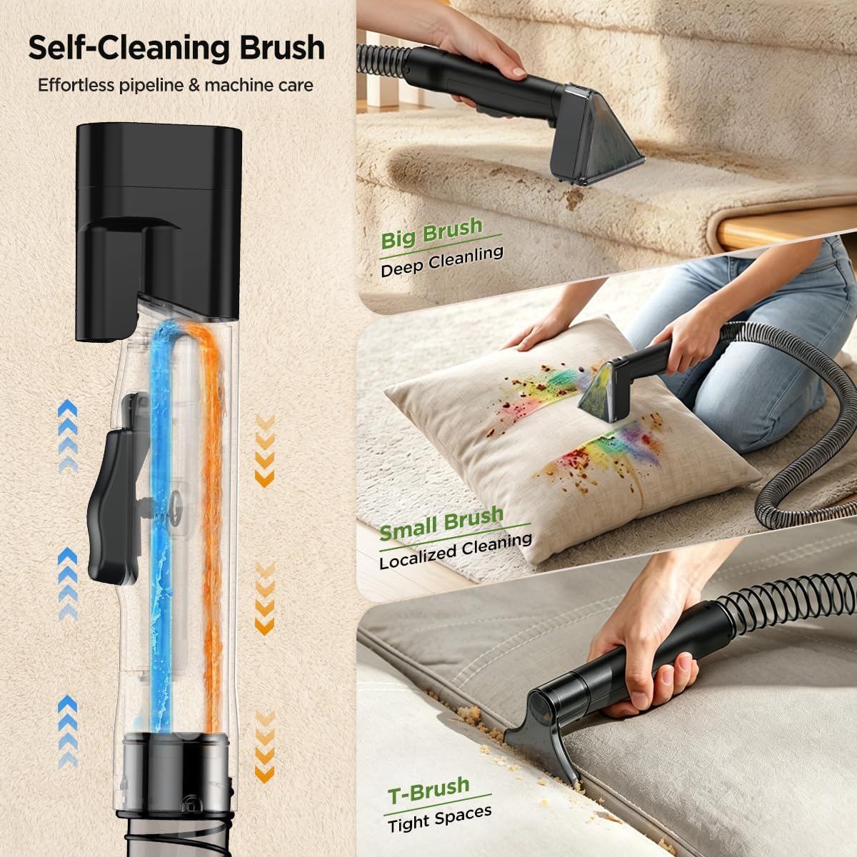 Portable Carpet Cleaner Machine, 18Kpa Powerful Suction Spot Cleaner for Pets, Professional Deep Cleaning Machine for Couch, Stairs, Car Interior & Seats, 600W Motor with Versatile Stain Tools