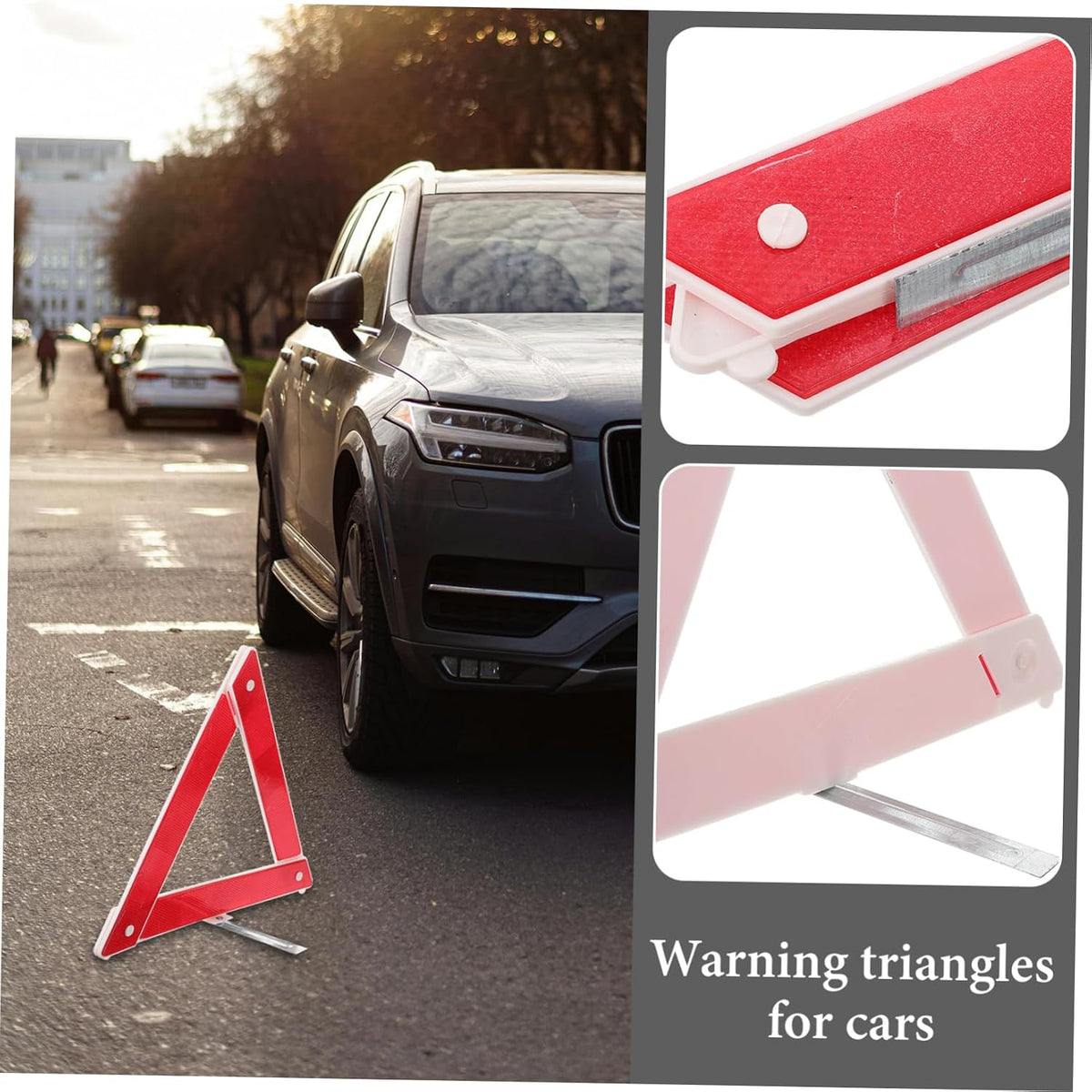 HEALLILY 4pcs Dot Approved Road Warning Triangle Reflective Safety Sign Car Warning Triangles Red Emergency Reflective