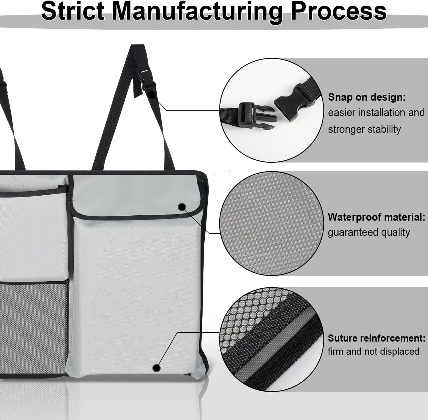 UYYE Trunk Hanging Organizer, Backseat Storage Bag, Collapsible Car Interior Accessories with 4 Pockets & 2 Mesh Pouches for Tools, Provide More Storage Trunk Space for SUV, Jeep, MPVs (Light Grey)