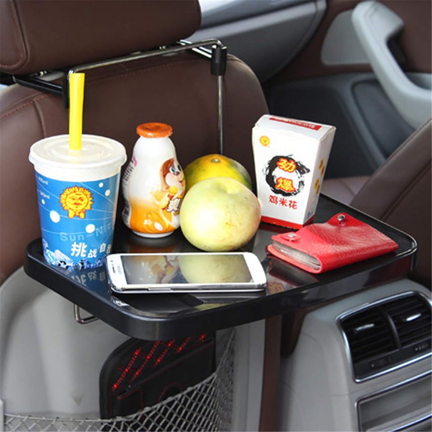 XINDELL Steering Wheel & Car Seat Tray - Universal Foldable Desk for Laptop, Food, Cup Holder - Portable Car Food Tray for Drivers, Kids, Road Trips - Fits All Vehicles