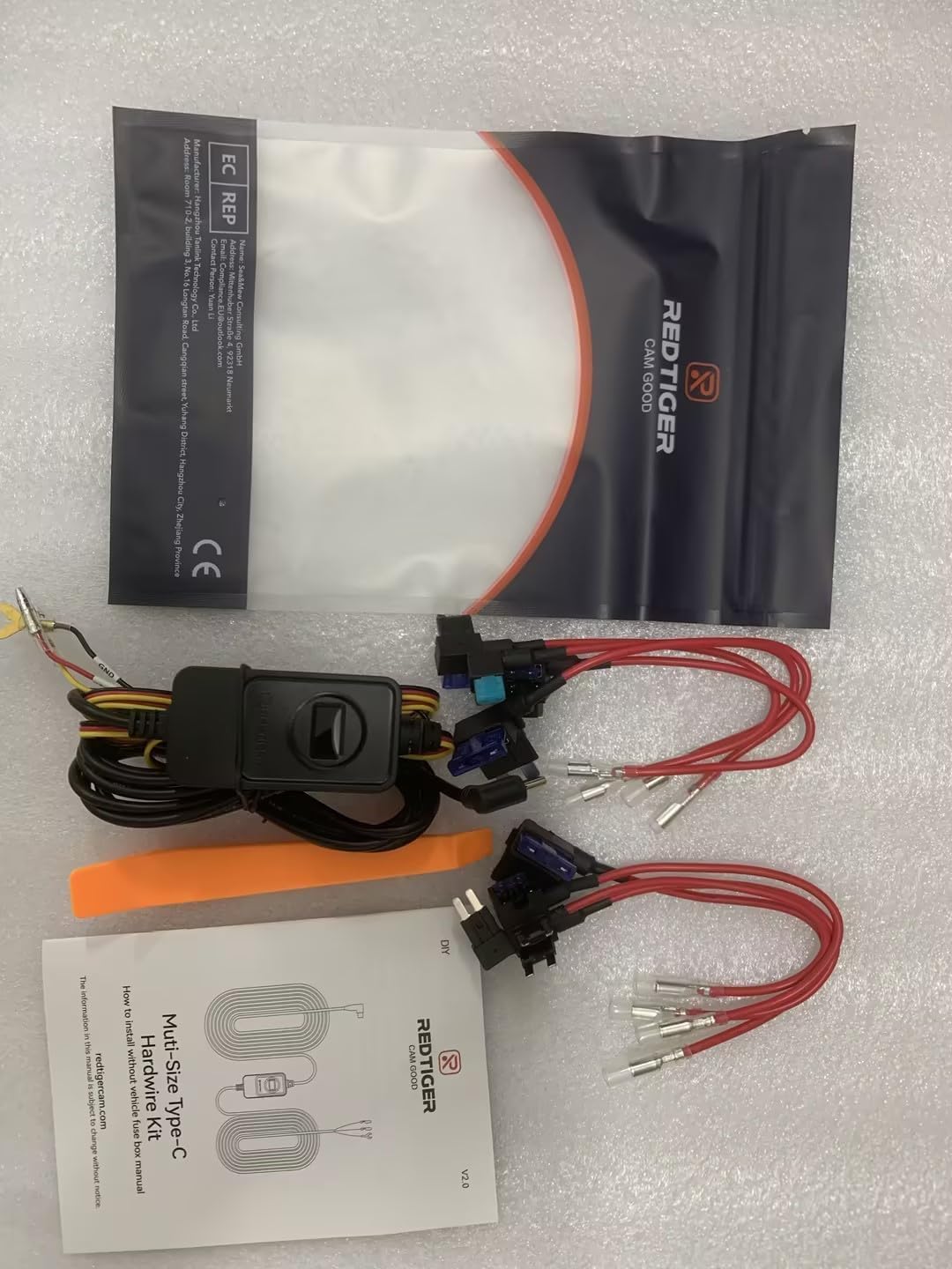 REDTIGER F7N Dash Cam Hardwire Kit USB C Port, Dashboard Camera Car Charger Cable Kit 12V- 24V to 5V w/Fuse Kit, Low Voltage Protection for Dash Cam Double-4 Fuses
