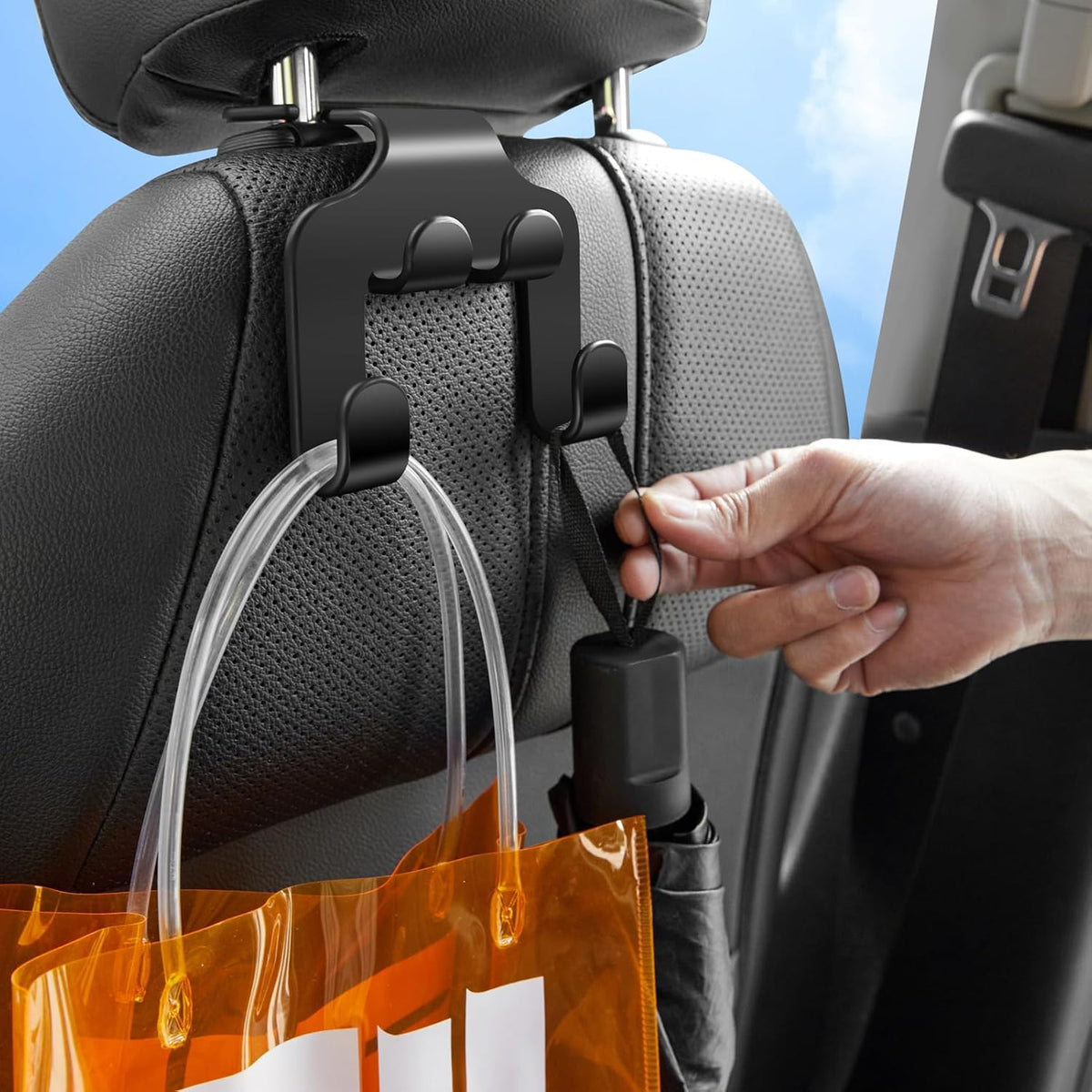 4 Pack Car Seat Headrest Hook,4 in 1 Car Back Seat Head Rest Hanger Storage Organizer Universal for Handbag Purse Coat Matching Cars Vehicle Interior