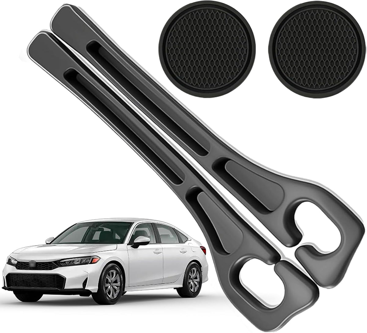 Car Seat Gap Filler Organizer Compatible with Honda Civic Accessories Seat Gap Plug Blocker with Storage Slot Non-Slip Car Cup Holder Coaster Black 2 Pack