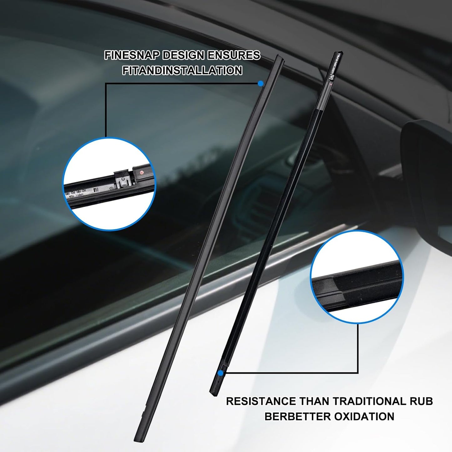 Window Molding Trim Seal for Honda Civic 2016-2021 Accessories, Outer Door Black Rubber Weather Stripping Belt, Replacement 72450-TEA-T01 (4PCS)