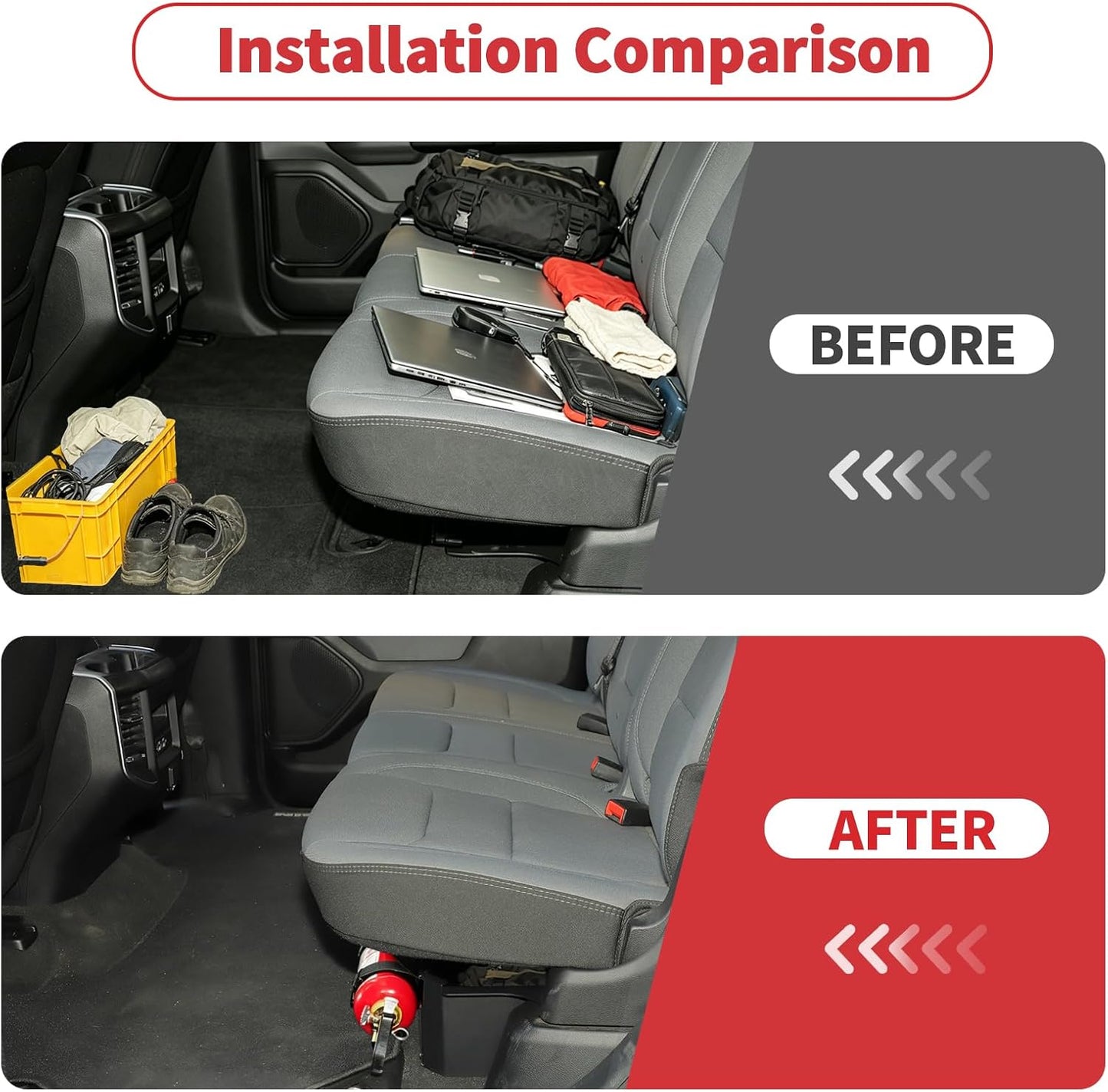 Linskip Under Seat Storage MOLLE Panel Compatible with 2018-2026+ RAM 1500 Crew Cab, Modular Storage Solution with MOLLE Panel for Organized Utility, Underseat Organizer