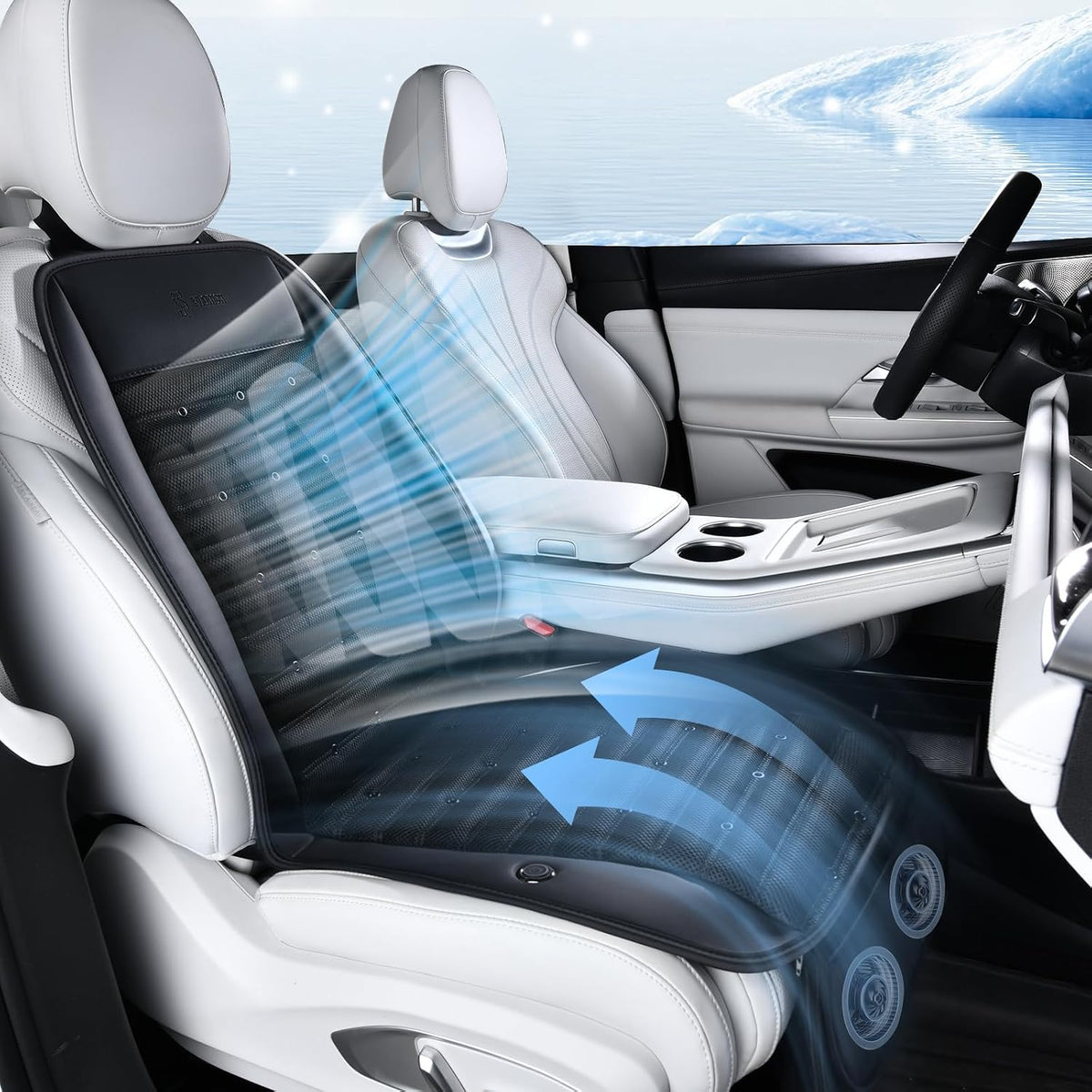 FLORICH Cooling Car Seat Cover Ventilated Seat Cushion with 2 Powerful Turbo Fans 3-Speed Adjustable 12V-24V Cooling Car Seat Pad for Summer Driving Universal Fit for Car SUV Truck Van