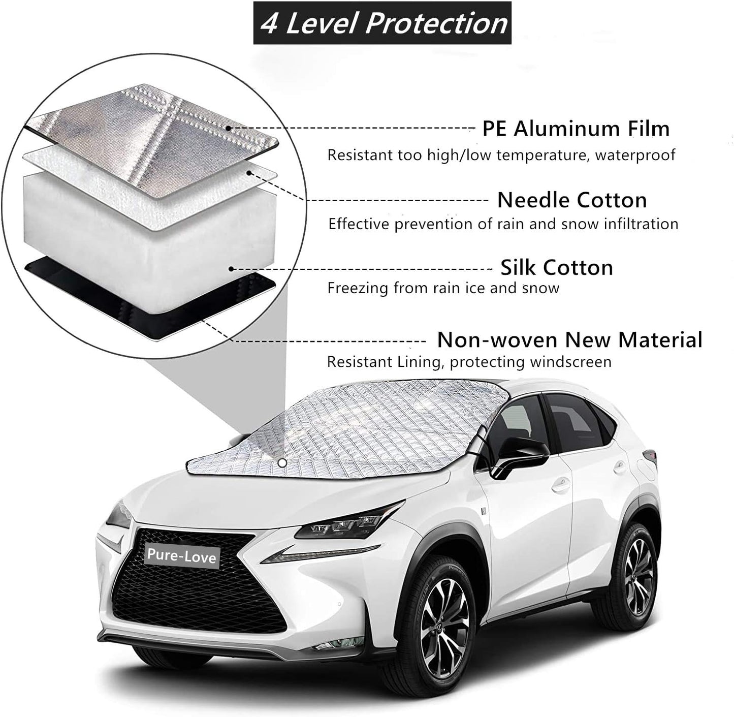 Car Windshield Cover Sun Shade,All Weather Windshield Sunshade Cover Fits Most Cars SUV