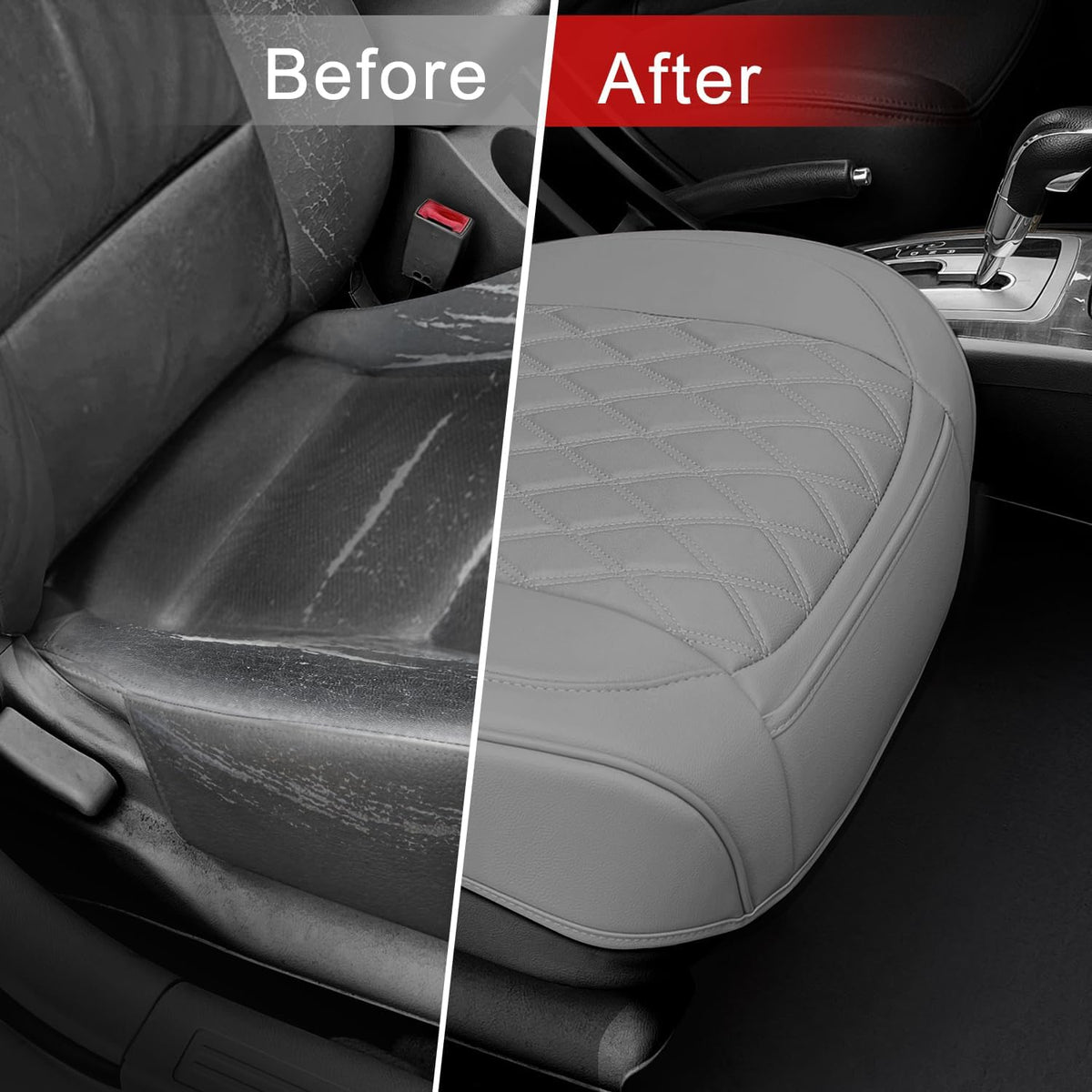 BEITK 1 Pack Leather Front Car Seat Bottom Cover Gray