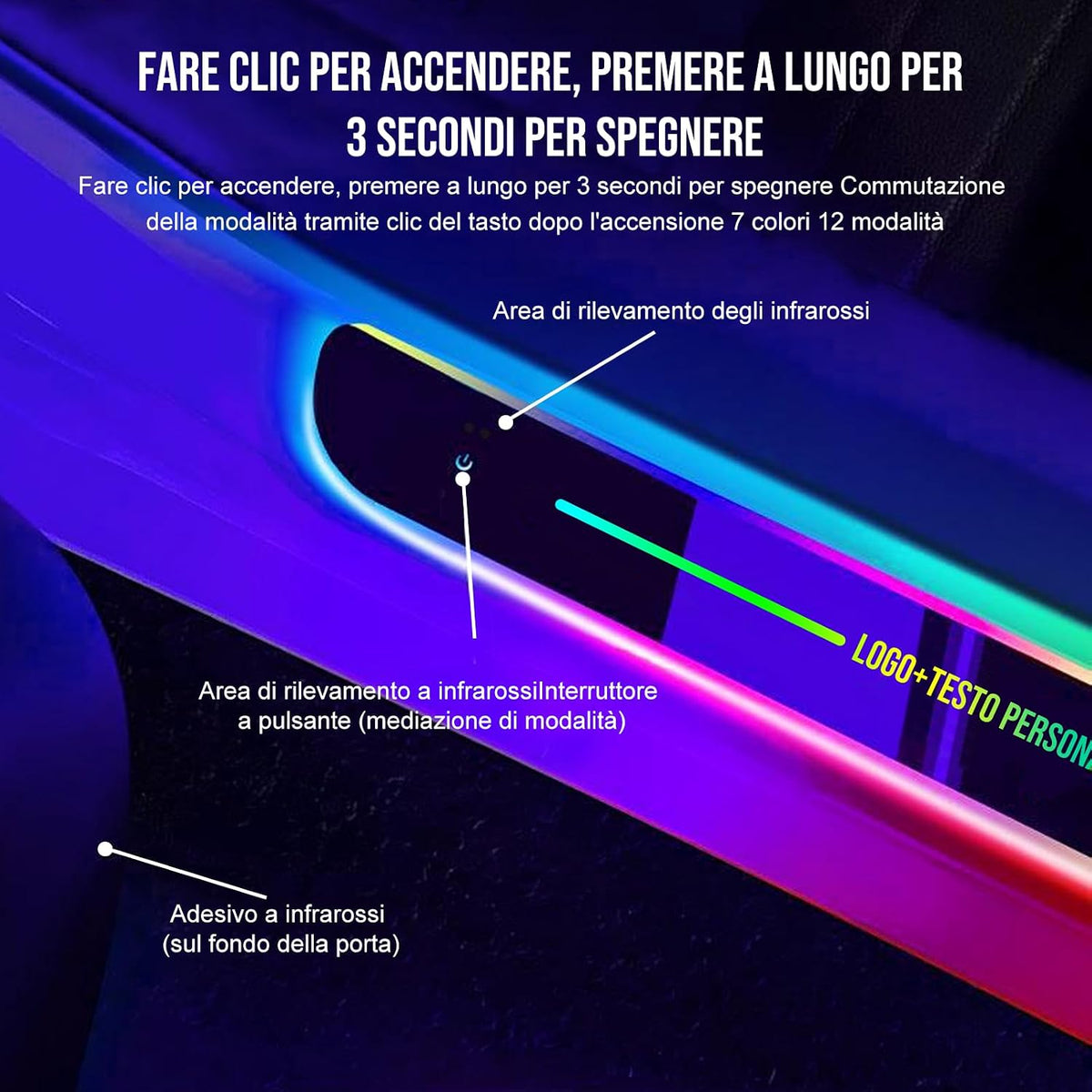 Custom Logo and Text Car Door Sill Lights Auto-Sensing, Personalized LED Welcome Gifts for Men Women, 7 Colors Adsorption Wireless Pedal Light for All Cars