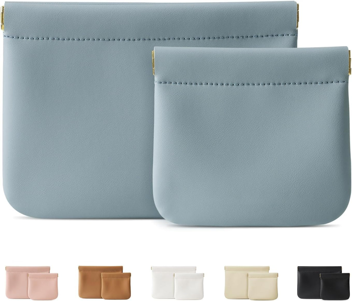 2 Pack Small Makeup Bag for Purse, Cosmetic Travel Pouch, Blue