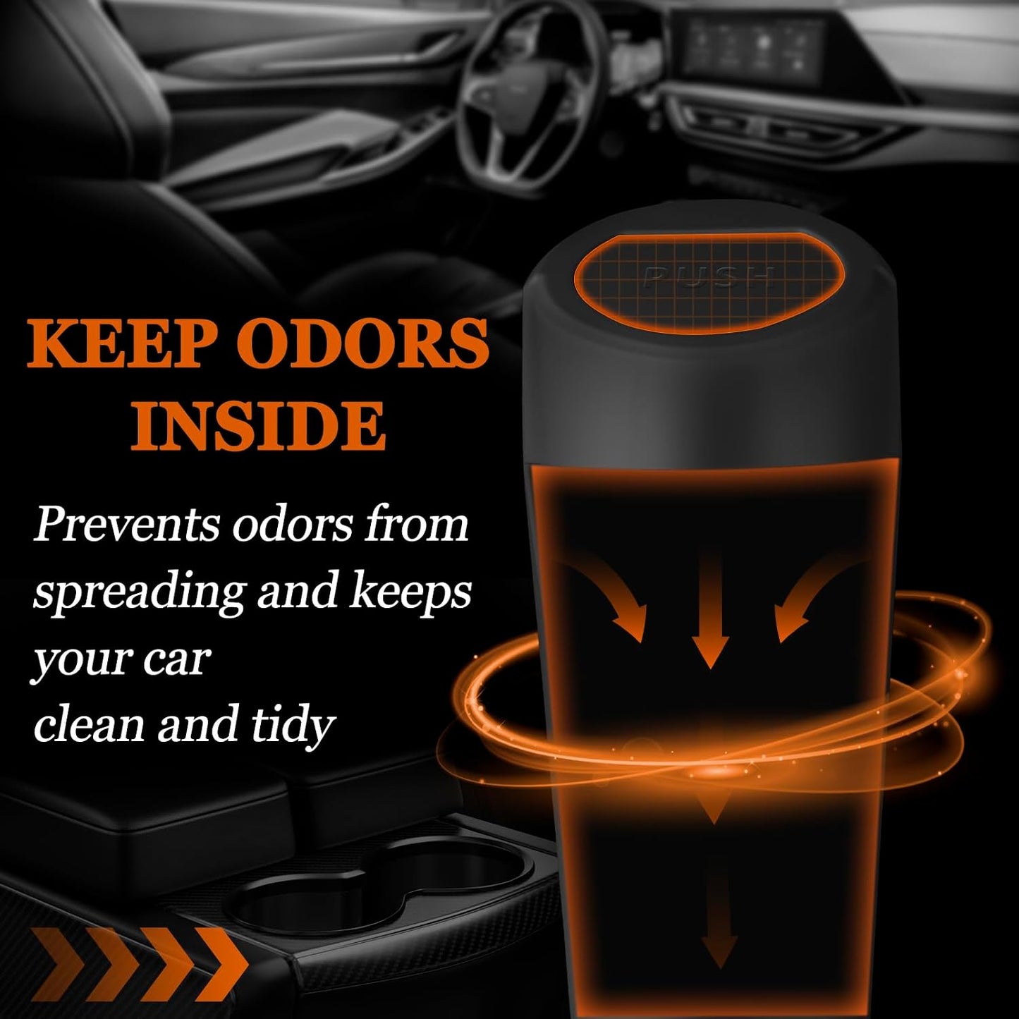 Car Trash Can with Lid, Leakproof Garbage Can with 40 Attached Trash Bags, Mini Essential Car Accessories for Interior for Car, Home, Office (Black)
