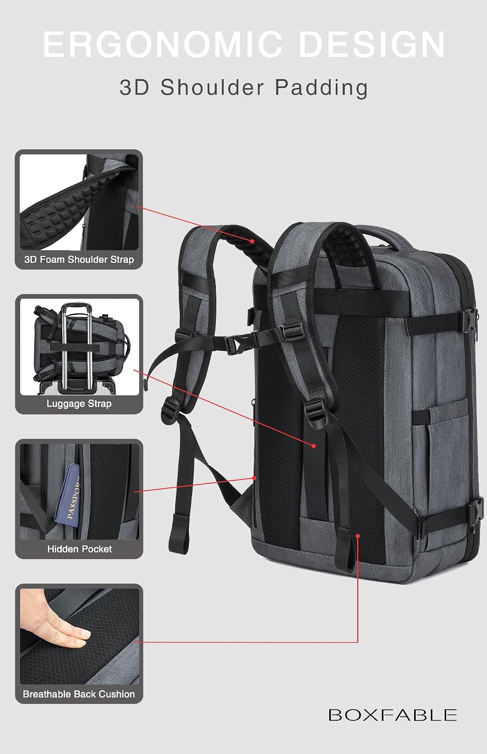 Vacuum Seal Travel Backpack 45L with Pump - Expandable Air Compression System, Water-Resistant Business TSA Lock, Laptop Backpack, Carry-On Suitcase Luggage, Gifts for Men