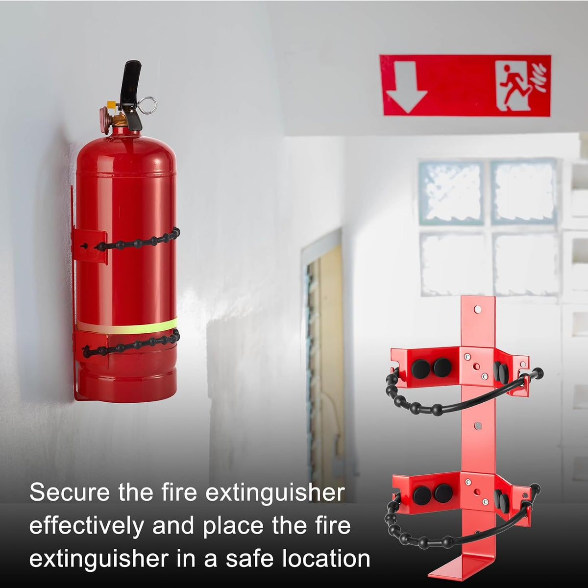 RattanView 4 Pcs Fire Extinguisher Bracket, 2.5 Lb and 5 Lb, Red
