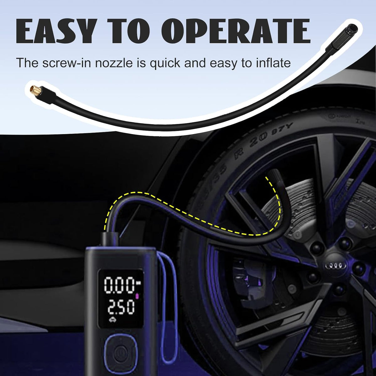 2PCS Universal Brass Screw Thread Tire Inflator Extension Tube, Air Pump Hose Adapter Suit for Car, Motorcycle, E-Bike, VG8 Extension Hose Quick Turn Inflation Attachments 19.69 inches