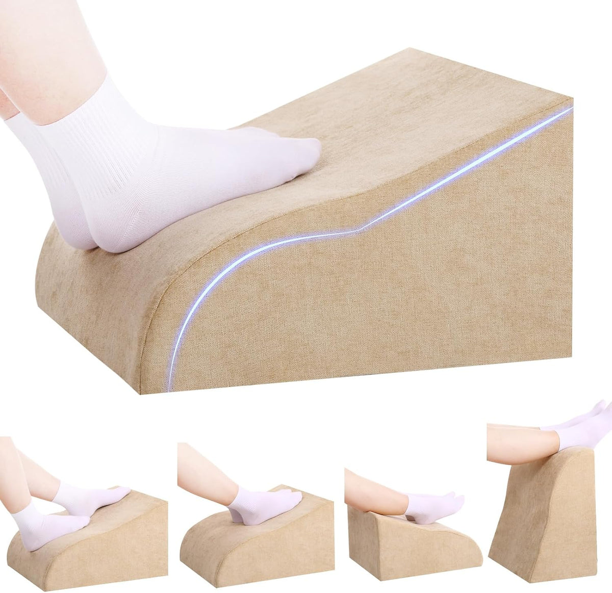 Foot Rest for Under Desk at Work, Ergonomic Under Desk Footrest with Washable Cover for Office, Home & Gaming Leg Elevation Pillow Brown