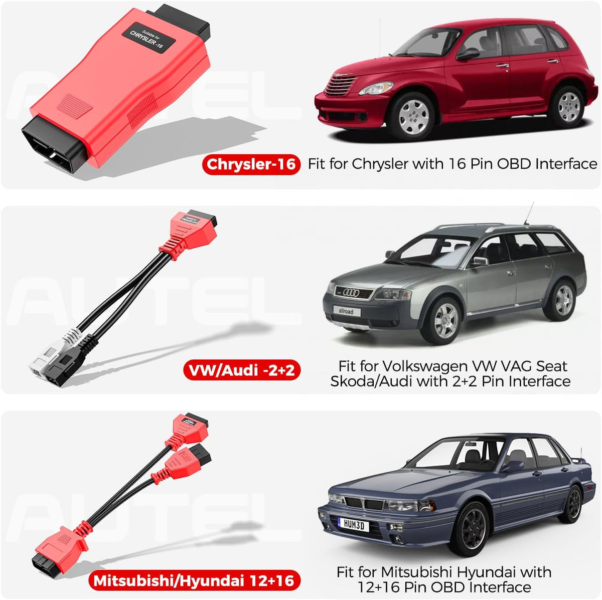 Autel MaxiSys MSOBD2KIT Non-OBDII Adapter, 9PCS Connector for OBD1 Vehicle