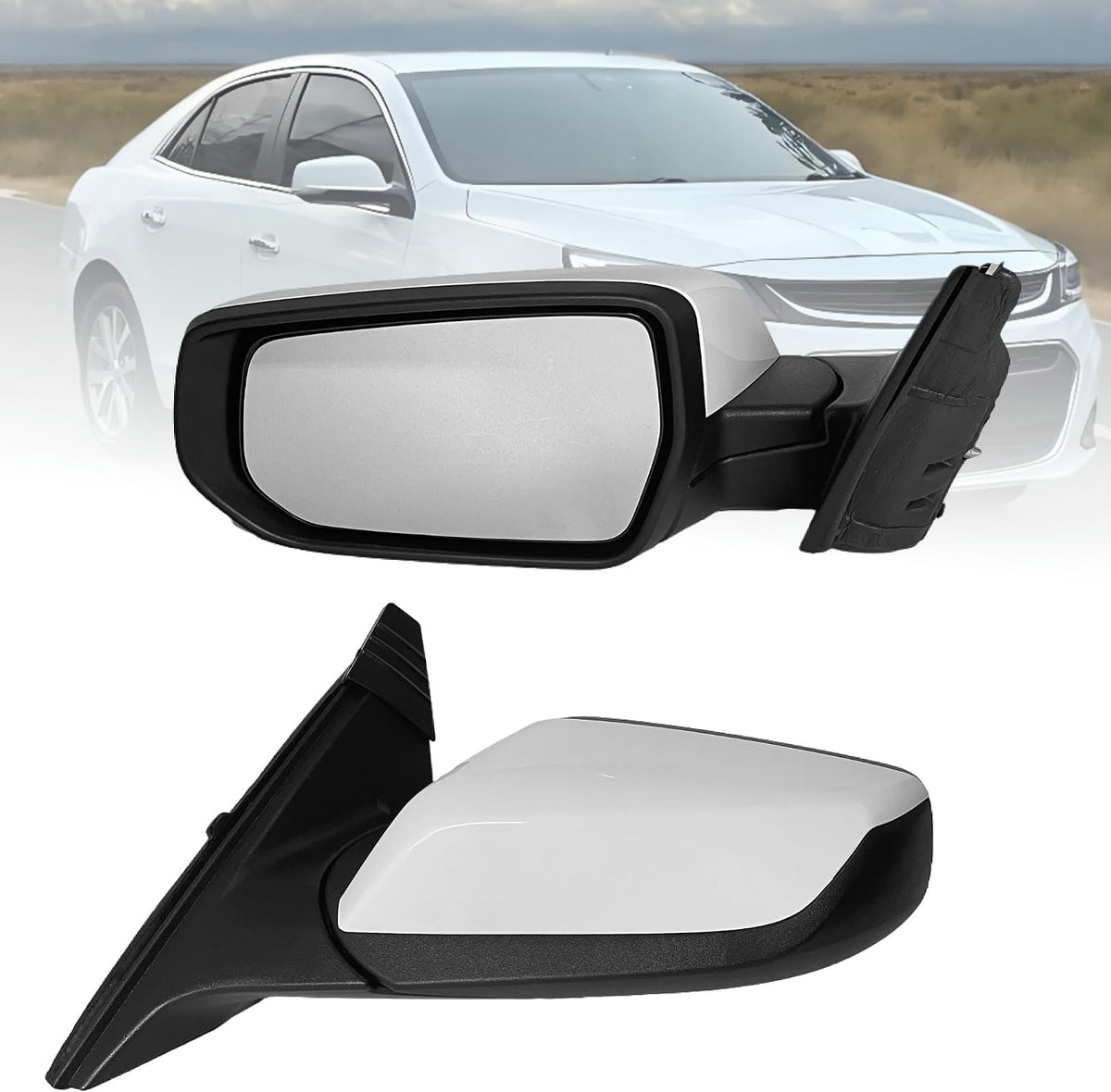 Passenger Side View Mirror Compatible With Chevy Malibu 2016-2021 3 Pins Manual Folding Non Heated Without Signal Light White