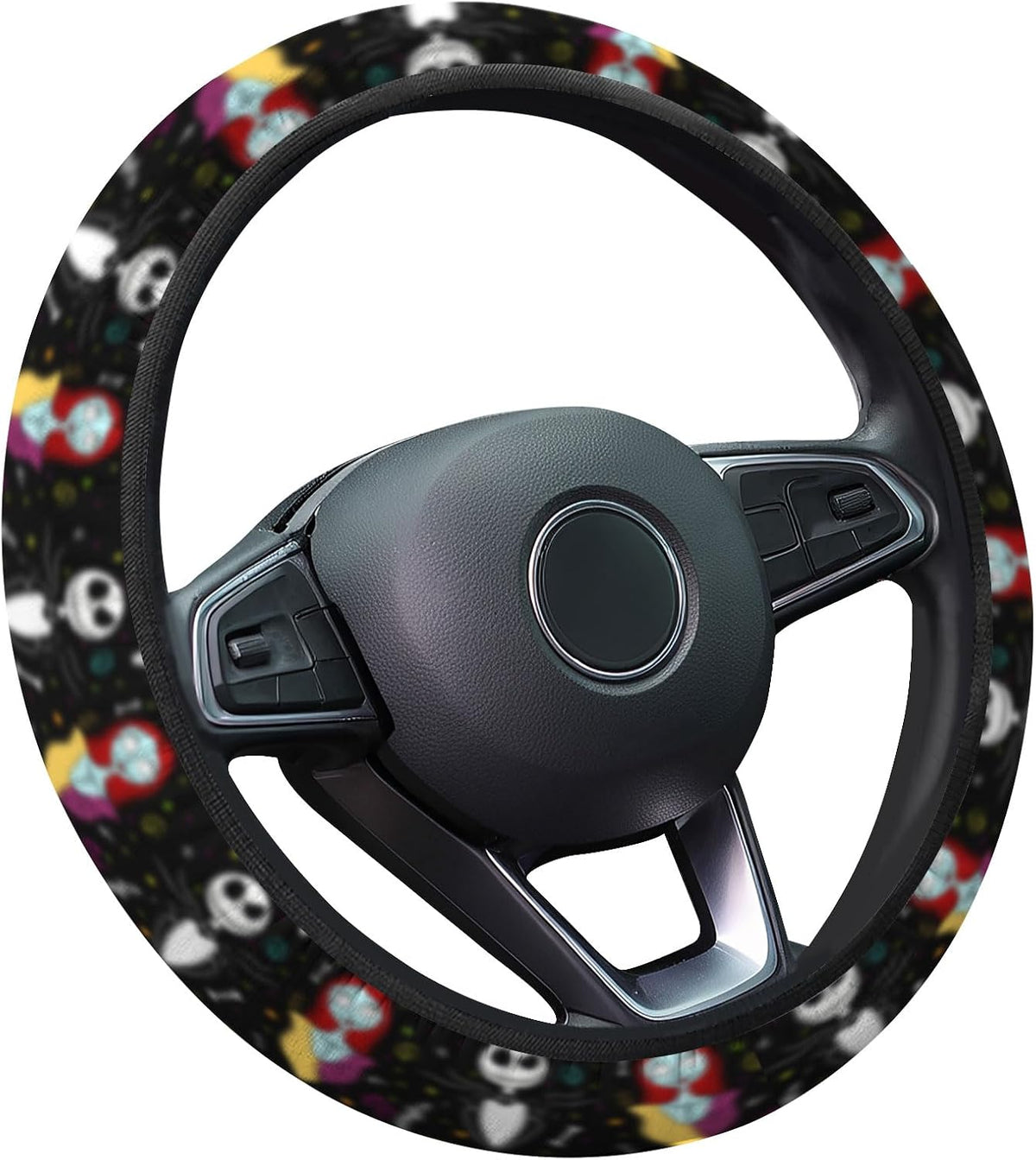 GENANY Gothic Skeleton Halloween Steering Wheel Cover for Car 14-17 Inch