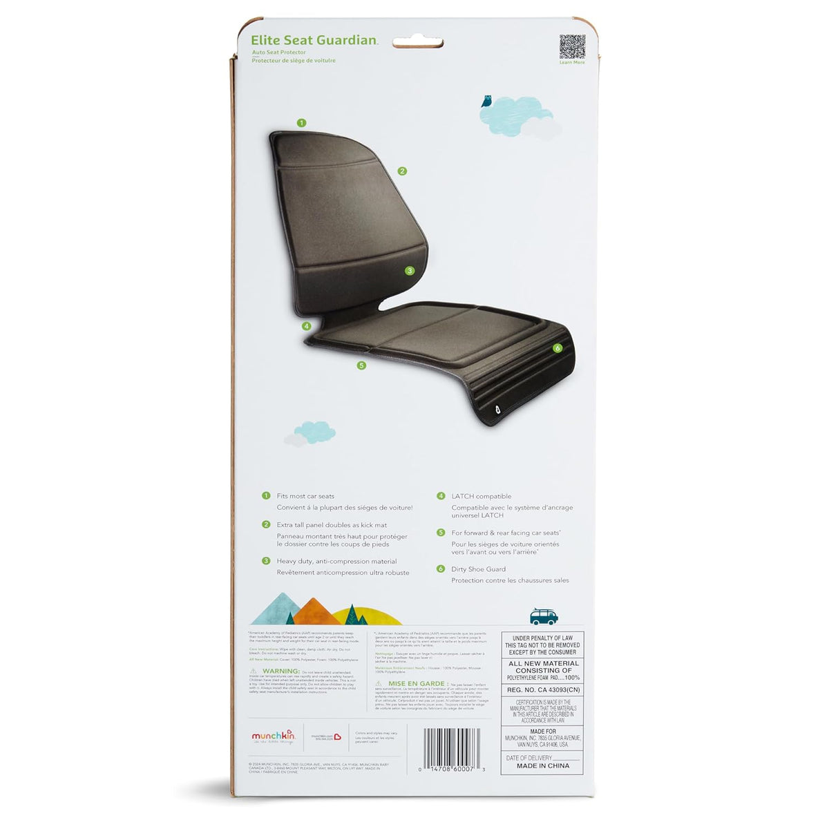 Munchkin Elite Seat Guardian Car Seat Protector, Dark Grey