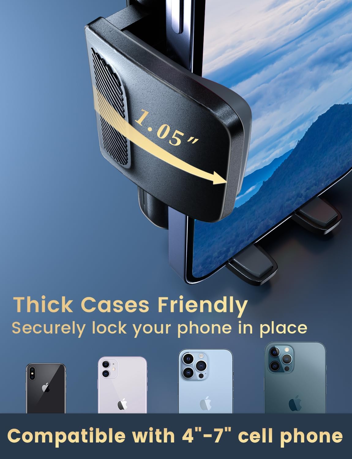 2026 Car Phone Holder [Never Blocking Vent] with Wide Clamp