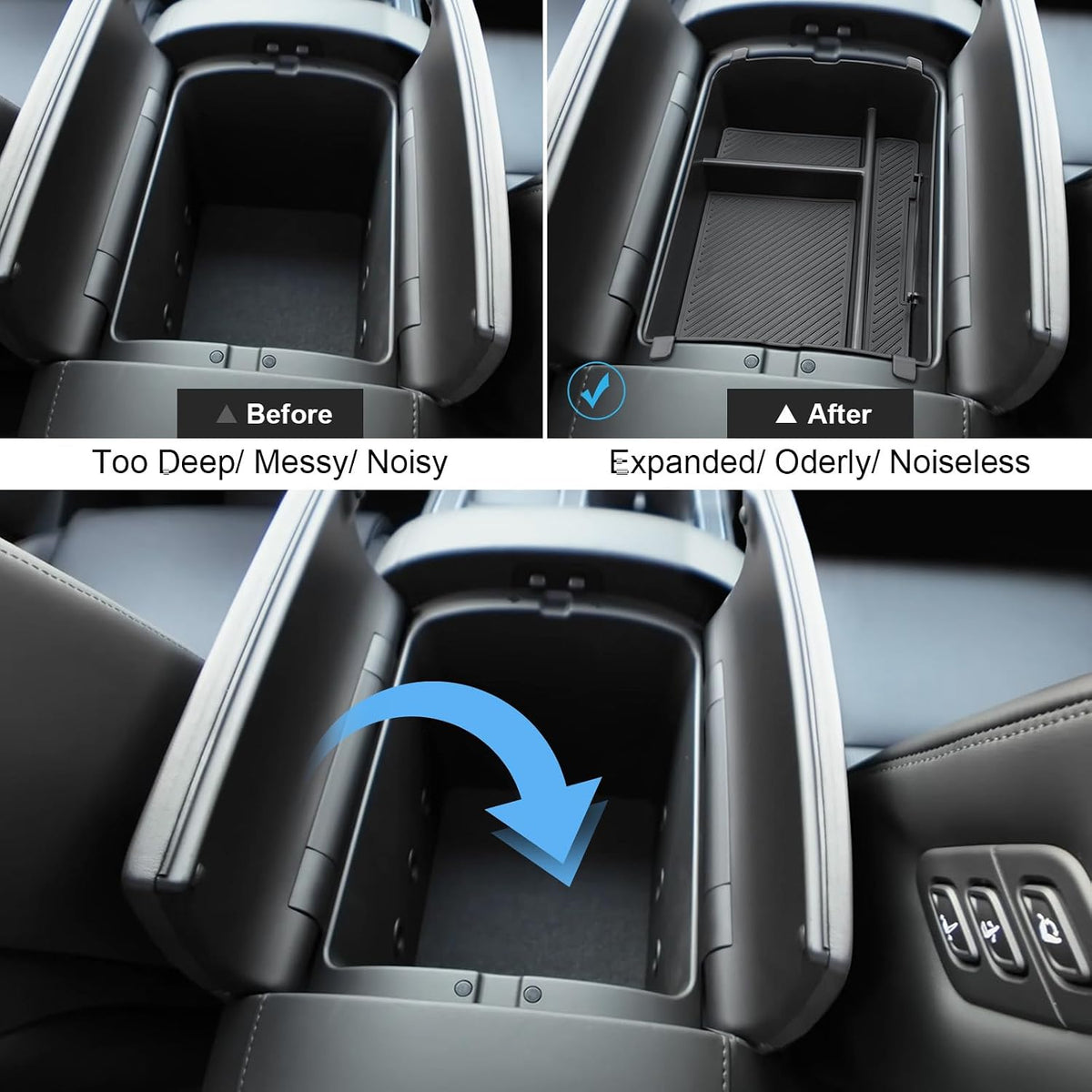 2026 2027 Palisade Center Console Organizer for Hyundai Palisade (Calligraphy) (Only fit 7-Seater with Dual-Opening Center Console), Durable ABS Console Tray Insert 2026 Palisade Accessories