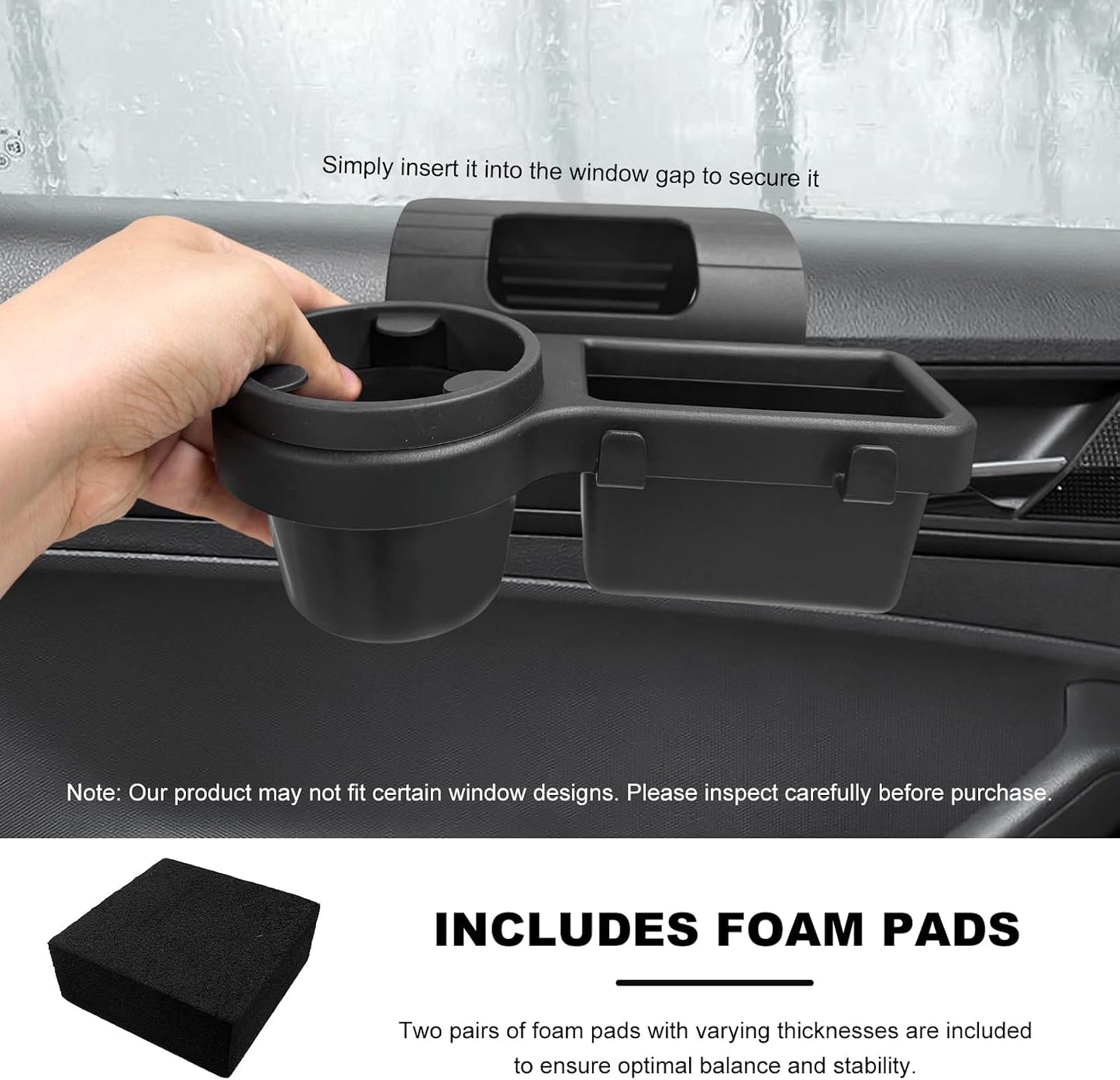 Car Window Multifunctional Storage Organizer, Vehicle Door Side Hanging Storage Rack with Cup Holder, Auto Window Mount Organizer for Cell Phone Earphone Key Water Cup