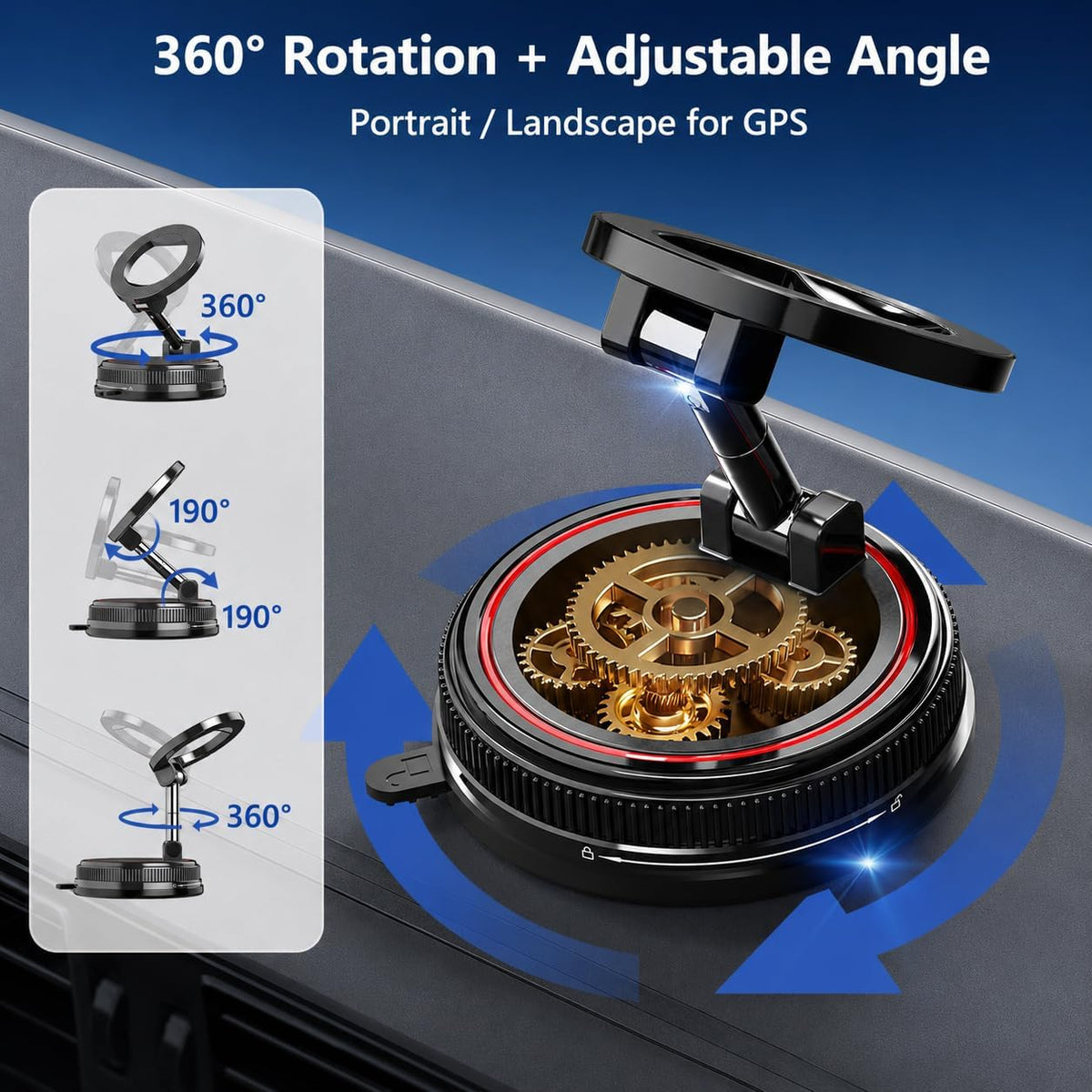 Car Phone Holder Mount for MagSafe, 108LBS Vacuum Suction&3000gf Magnetic