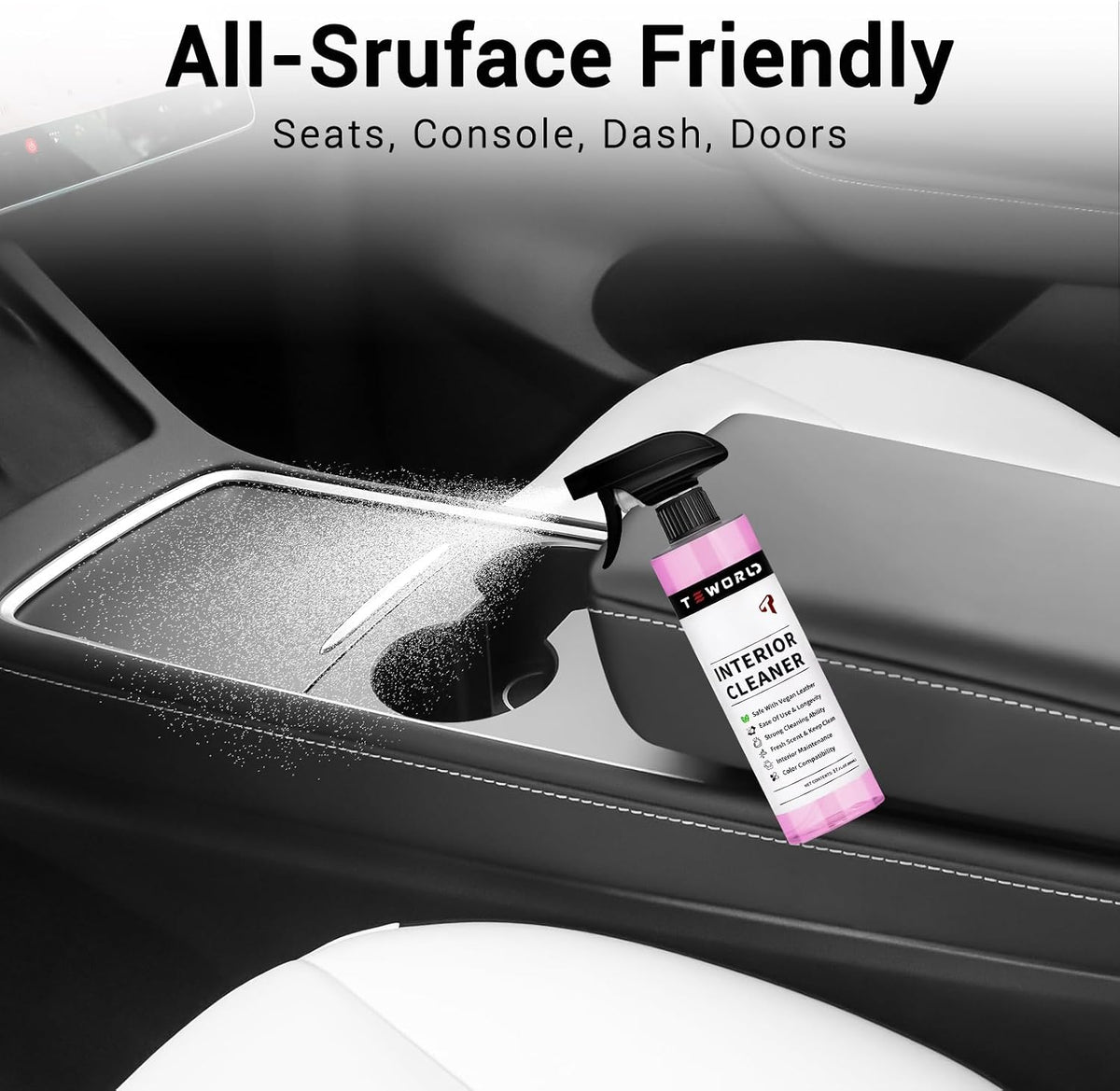 Tesla Seat Cleaner & Stain Remover, Tesla Interior Cleaner for White & Black Vegan Leather | Tesla Model Y Juniper Accessories 2026 & Tesla Model 3 Accessories, S/X/Cybertruck