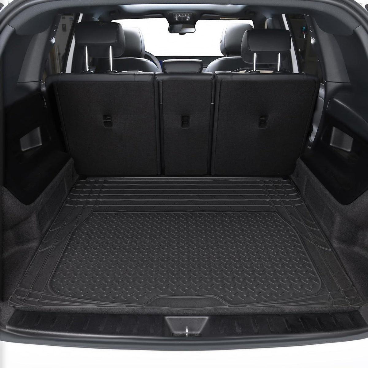 Amazon Basics 4-Piece Heavy Duty Anti-Slip PVC Floor Mats with Cargo Liner, Waterproof Trim To Fit Car Mats, Easy to Clean, Black