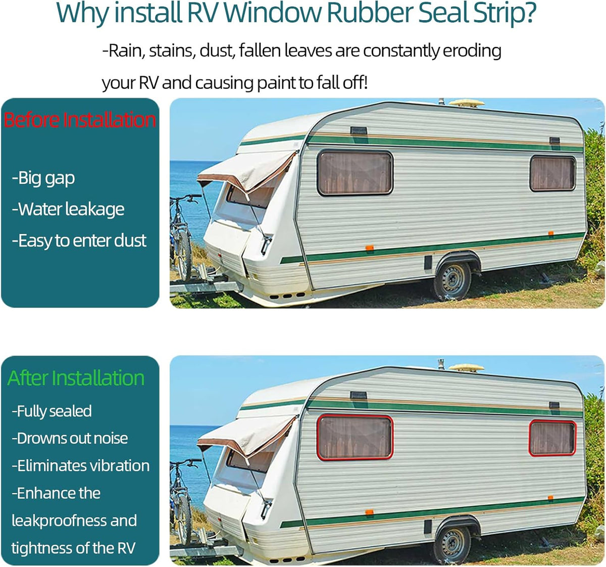 RV Window Seal, Windshield Weather Stripping for Automotive, Boat, Truck and Van, 26Feet (8 Meter)