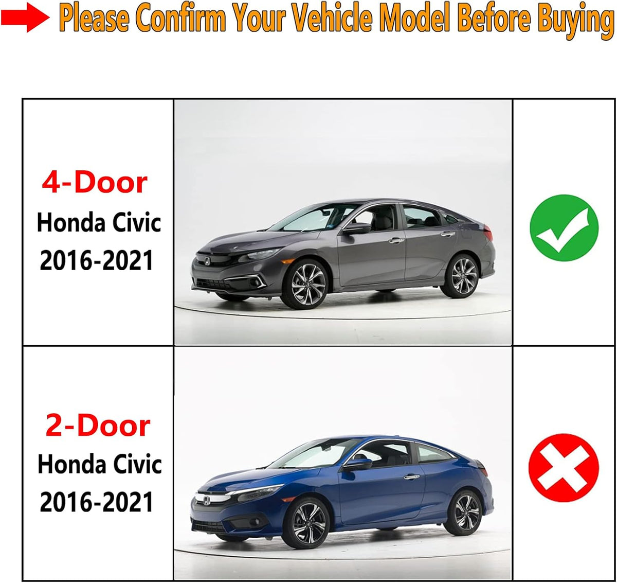 4Pcs Weatherstrip Window Moulding Trim Seal Belt Compatible with 2016-2021 Honda Civic 4 Door Sedan