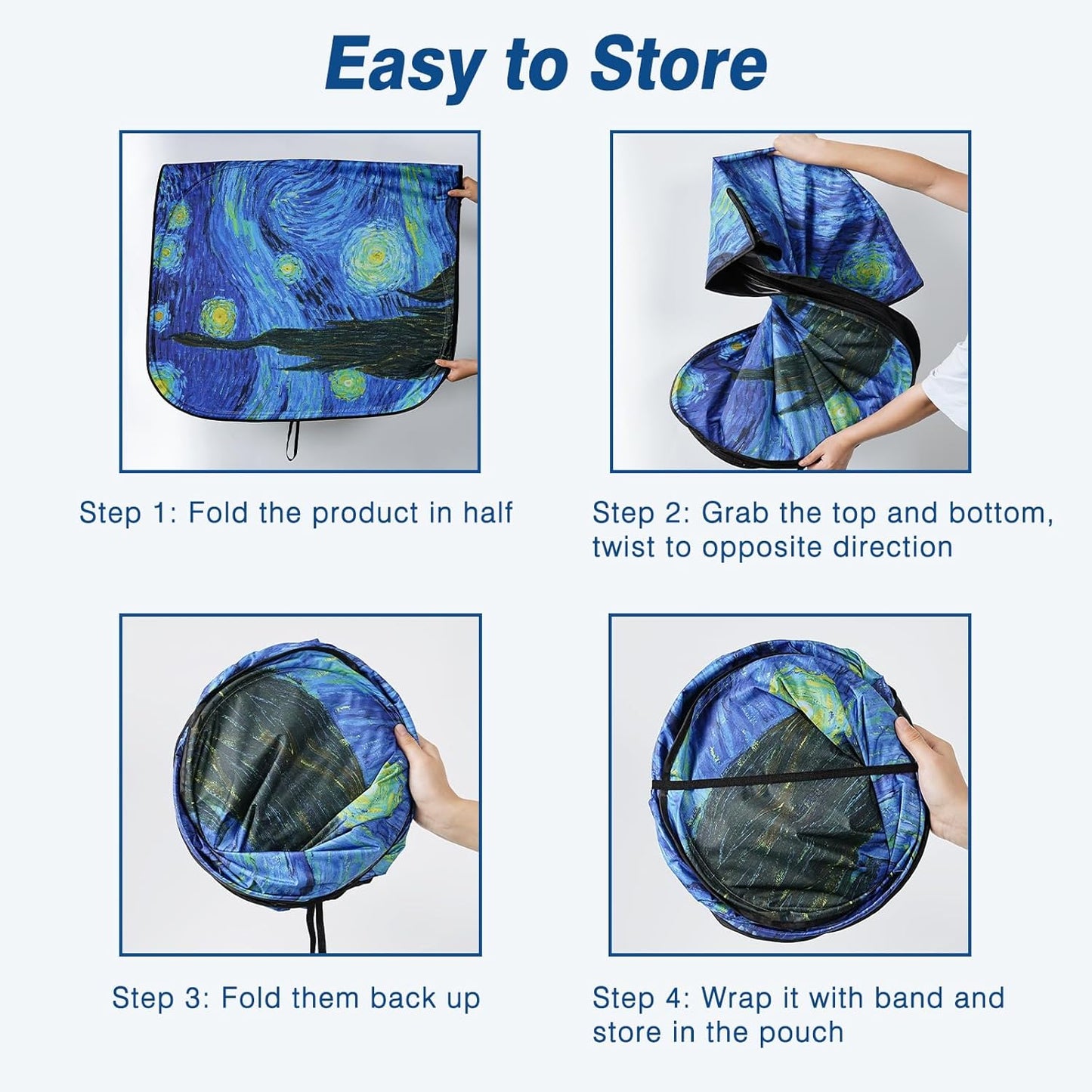 Car Windshield Sun Shade, Foldable Front Window Sunshade Blocks UV Rays, Keep Car Interior Cool, Universal Fit for Hatchback, Truck, SUV, MPV