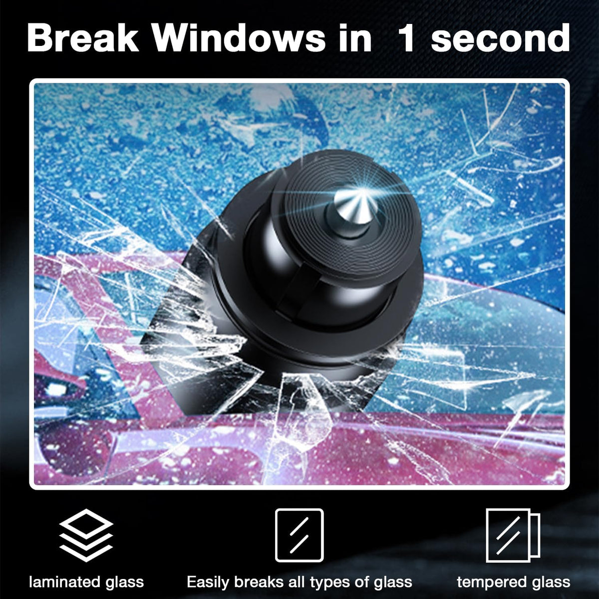 MOTORBUDDY Car Window Breaker Tool, 2-in-1 Window Breaker Seatbelt Cutter, Emergency Glass Breaker and Spring Loaded Auto Escape Tool，Car Accessories