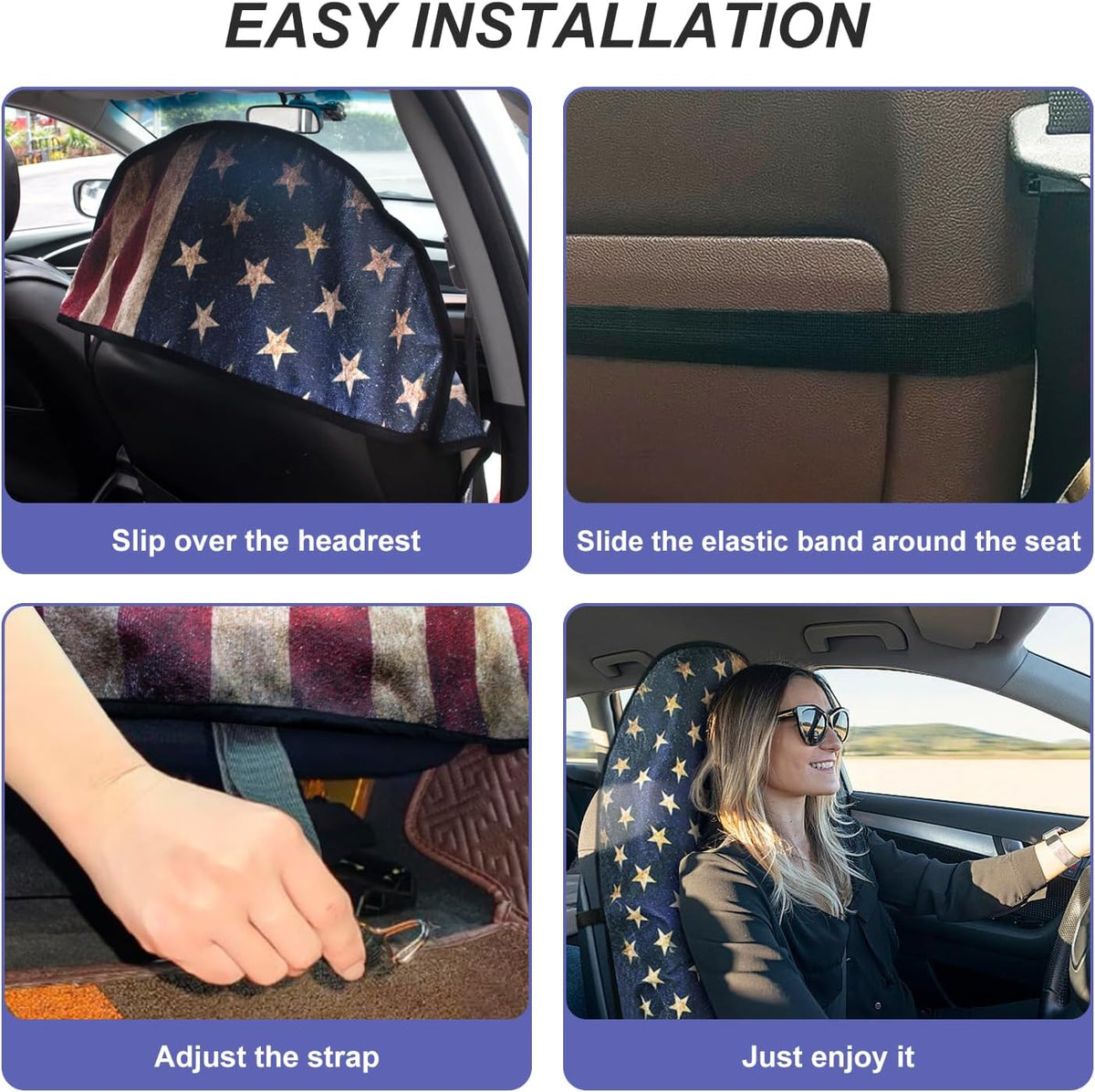 Waterproof Sweating Car Seat Cover for Post Gym Workout, Running, Swimming, Beach and Hiking, Universal Fit Non-Slip Bucket Seat Protector for Cars SUV Trucks, Machine Washable (Flag)