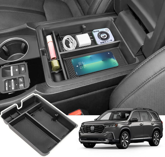 Center Console Organizer Tray Compatible with 2023-2026 Honda Pilot, 2024-2026 Honda Ridgeline/Passport Insert Storage Organizer Interior Divider Accessories (Armrest storage Tray)