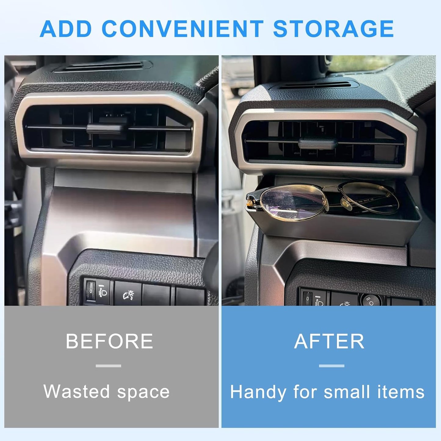 Driver's Air Vent Storage Tray Compatible with 2024 2025 2026 Toyota Tacoma and 2025 2026 Toyota 4Runner Accessories Driver's Side Extra Storage Organizer for Key Coin Card (Upgrade, No need for tape)