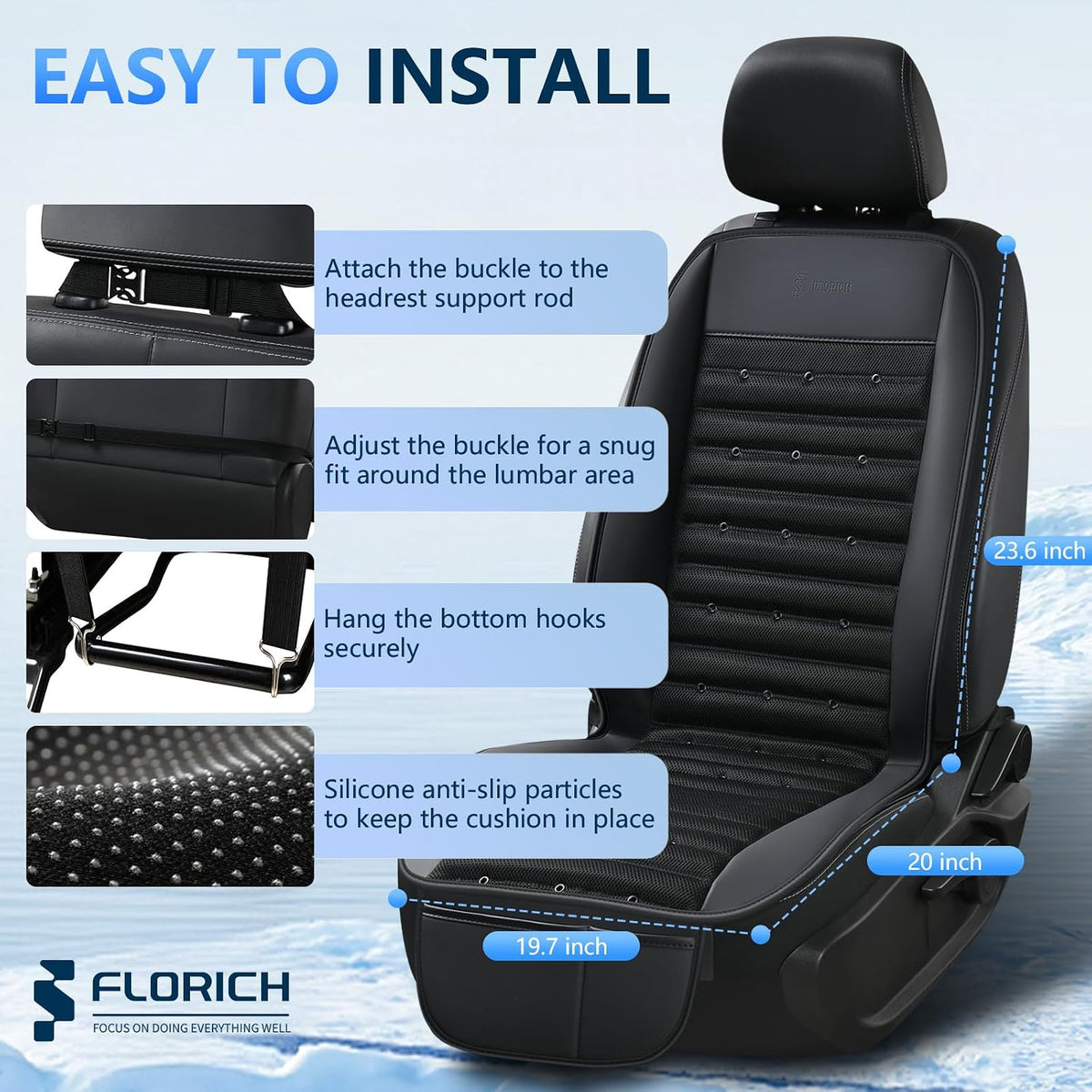 FLORICH Cooling Car Seat Cover Ventilated Seat Cushion with 2 Powerful Turbo Fans 3-Speed Adjustable 12V-24V Cooling Car Seat Pad for Summer Driving Universal Fit for Car SUV Truck Van