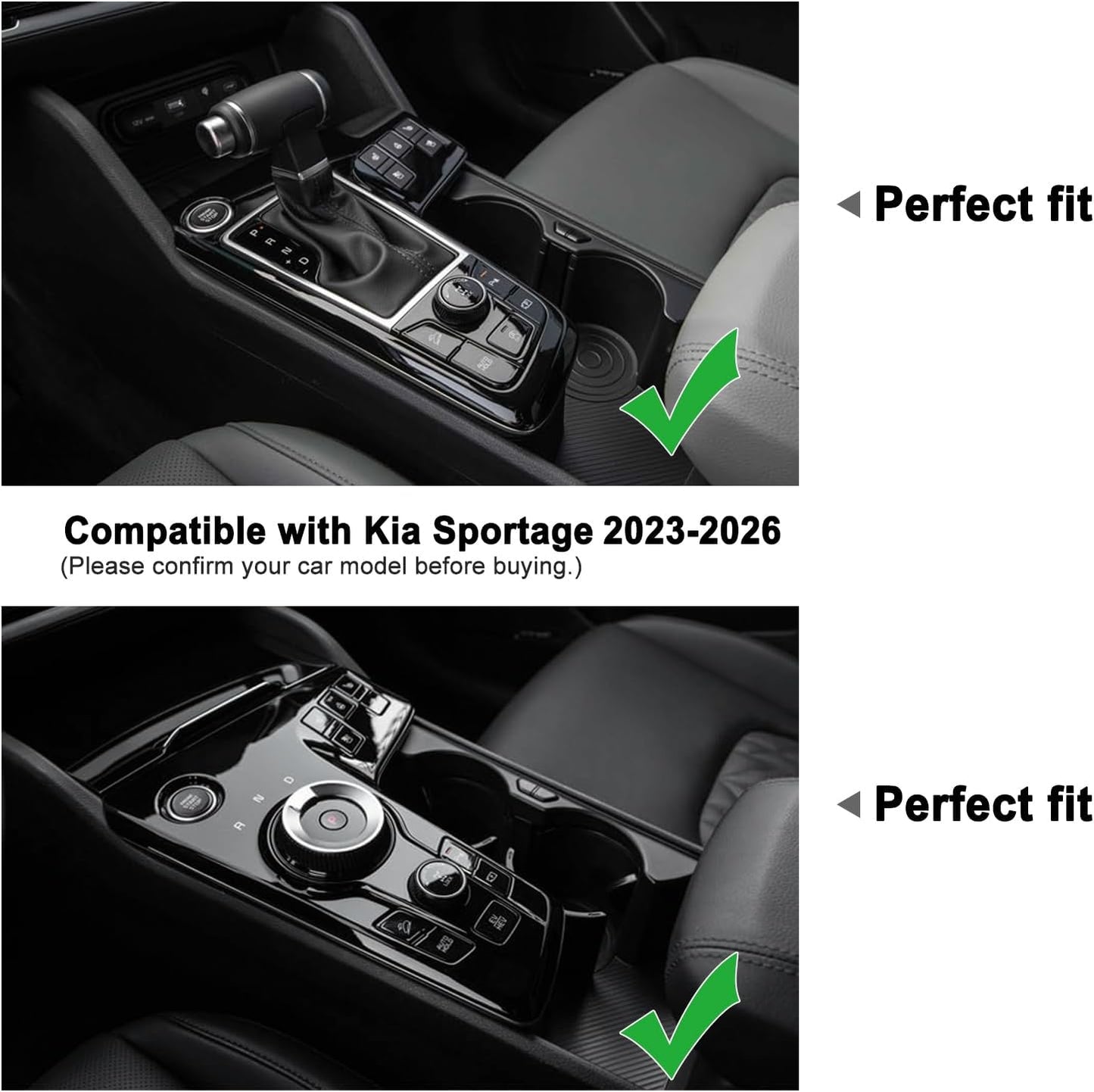 Compatible with Kia Sportage 2026 2025 2024 2023 Accessories NQ5 Car Interior Center Console Organizer Armrest Storage Box Armrest Cover Insert Tray -Black