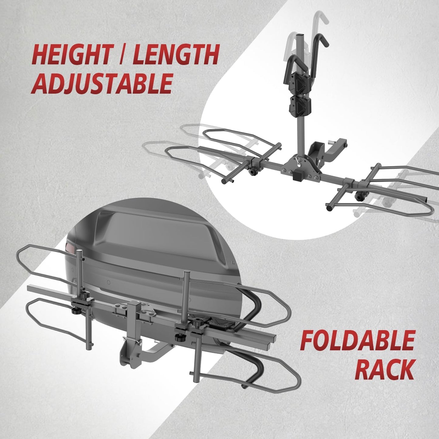 2-Bike Rack Hitch for Car, 160 Lbs Hitch Mount Platform Style Bicycle Carrier, Smart Tilting & Easy Fold for Car SUV Truck RV with 2”Receiver, Bike Rack Fits Up to 5-Inch Fat Tire E-Bikes