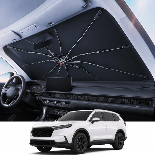 REEVAA 2026 Upgraded Windshield Sun Shade Umbrella [100% Sun Protection & Keep Cool] Protect Interior, 360° Flex Handle Sun Shield Sunshade for SUV & Pickup Truck, M(57" L x 32" W)