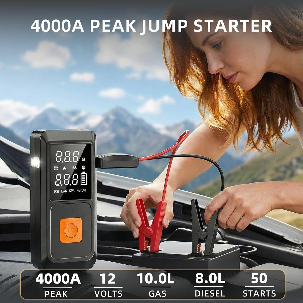 GOLDFOREST 4000A Portable Car Battery Jump Starter with Air Compressor