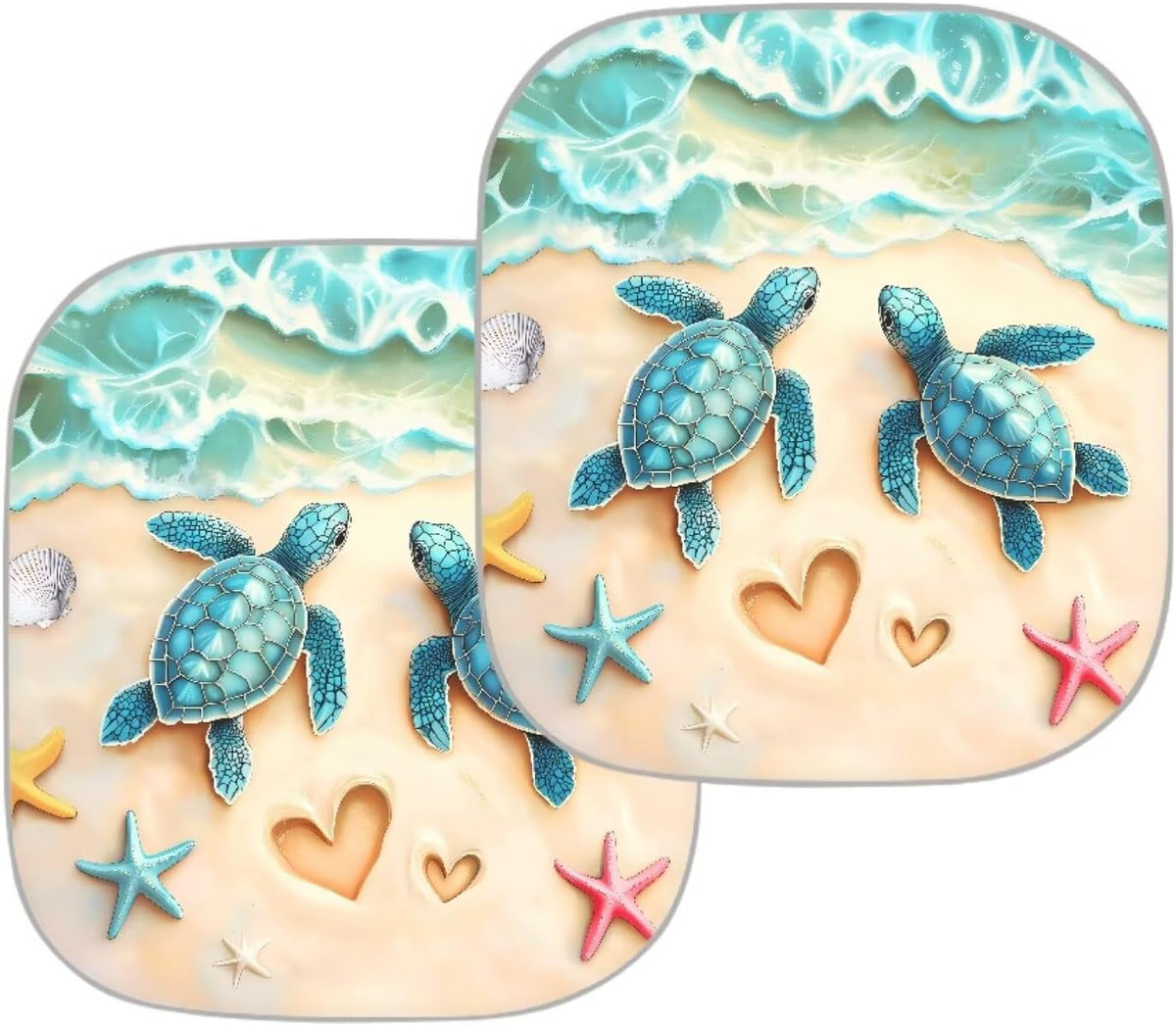 Beach Sea Turtle Car Windshield Sun Shade 2 Piece Foldable Sun Visor Protector Cover Car Privacy Shades Front Turtle Car Interior Accessories,Keeps Your Vehicle Cool Car Privacy Shades