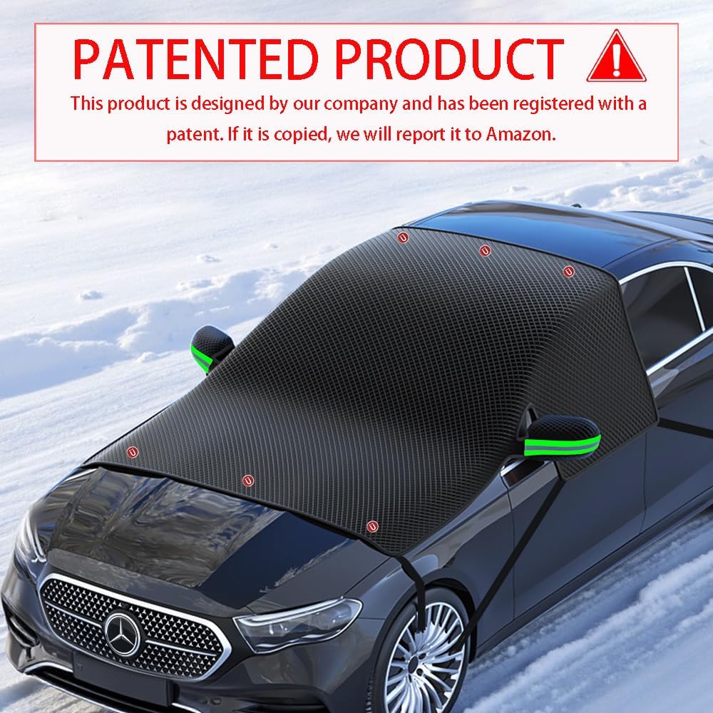 Large Car Windshield Cover for Ice and Snow - Automotive Windshield Snow Covers with Side Window & Rearview Mirror Protector, Winter Magnetic Car Anti-Snow Cover, Universal for Most Cars,Sedan,SUV