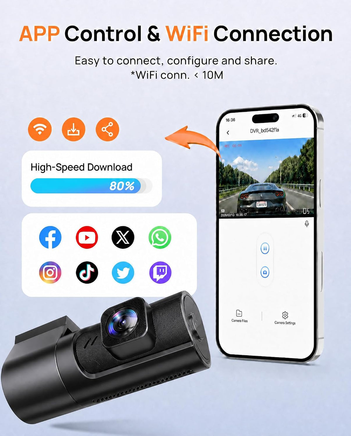 2K Dash Cam Front Camera for Car