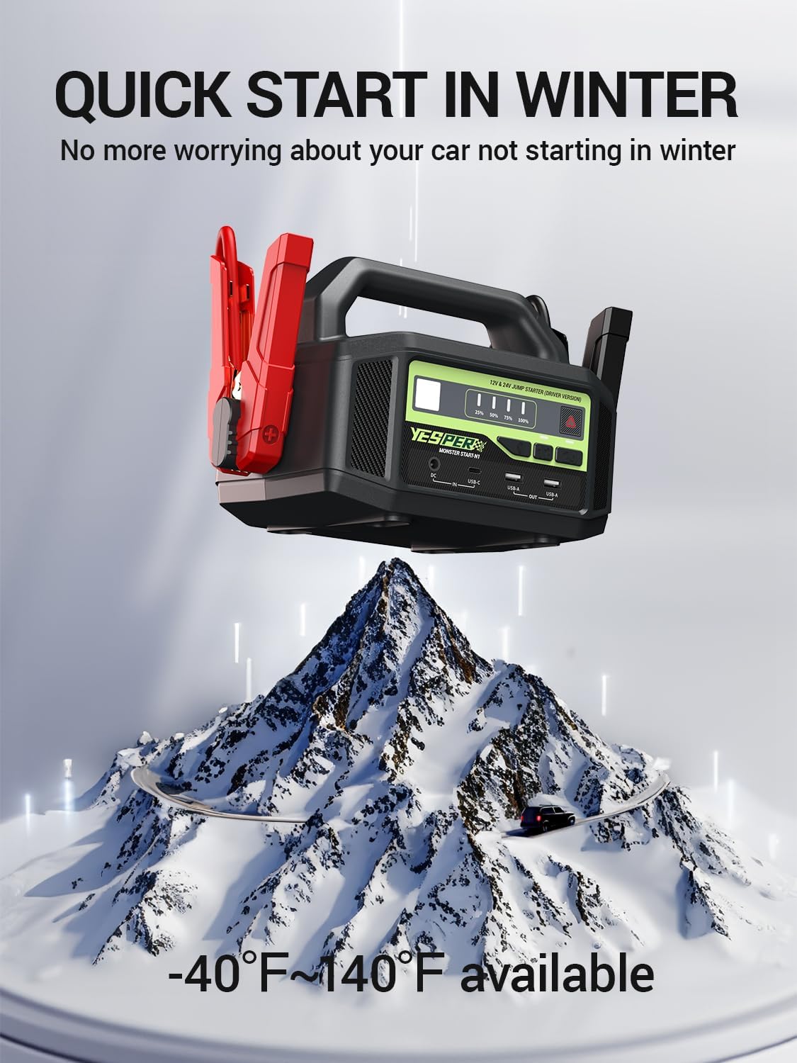 YESPER 12V/24V Car Battery Jump Starter 6000A Heavy Duty Truck Jump Box
