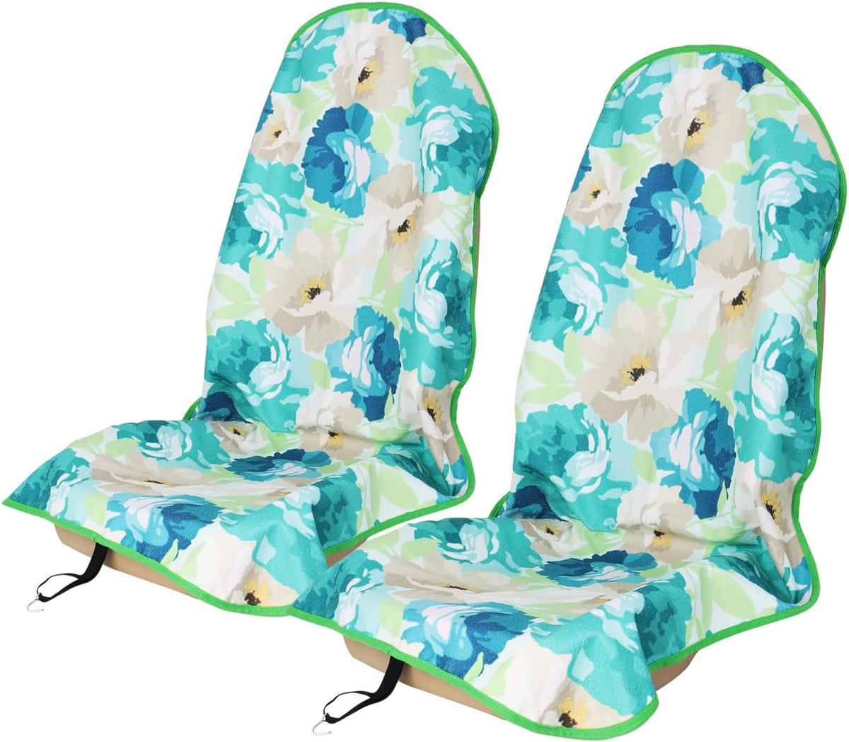 Sweat Towel Car Seat Cover Protector Front Seats for Gym Workout, Running, Swimming, Beach and Hiking, Waterproof Universal Seat Cover for Car, Trucks, Van & SUV (1, Cyan Flower, Front)