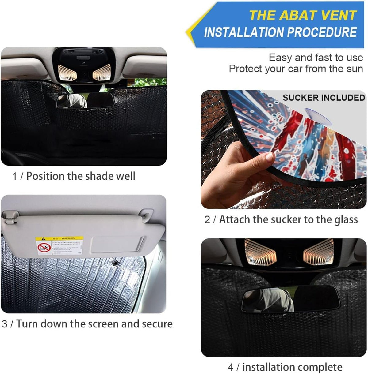 Foldable Car Windshield Sun Shade American Flag Fireworks Accordion Folding UV Block Cooling Sunshade Visor Front Window Keeps Vehicle Cool 55 x 27.6